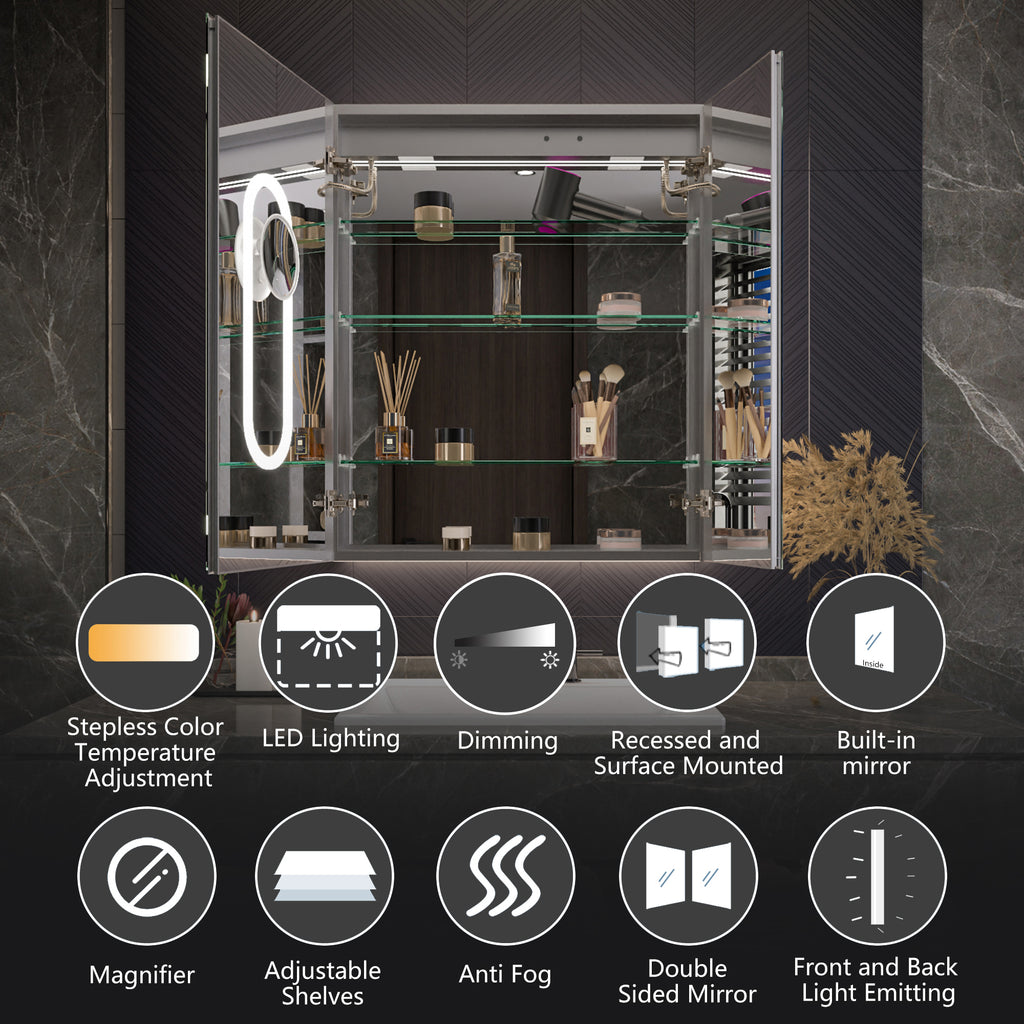 30x36 Lighted Medicine Cabinet with Mirror