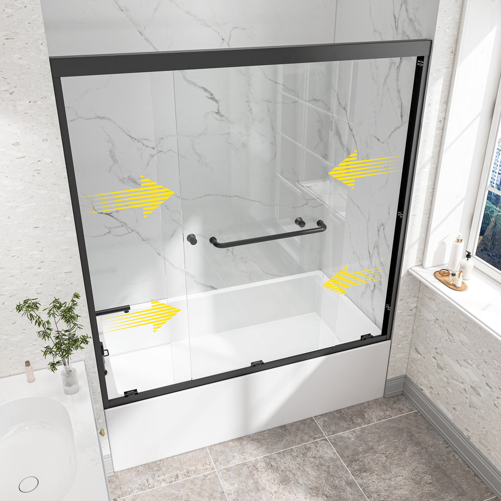 55-60"W x 60"H Bypass Bathtub Sliding Shower Door with Frame