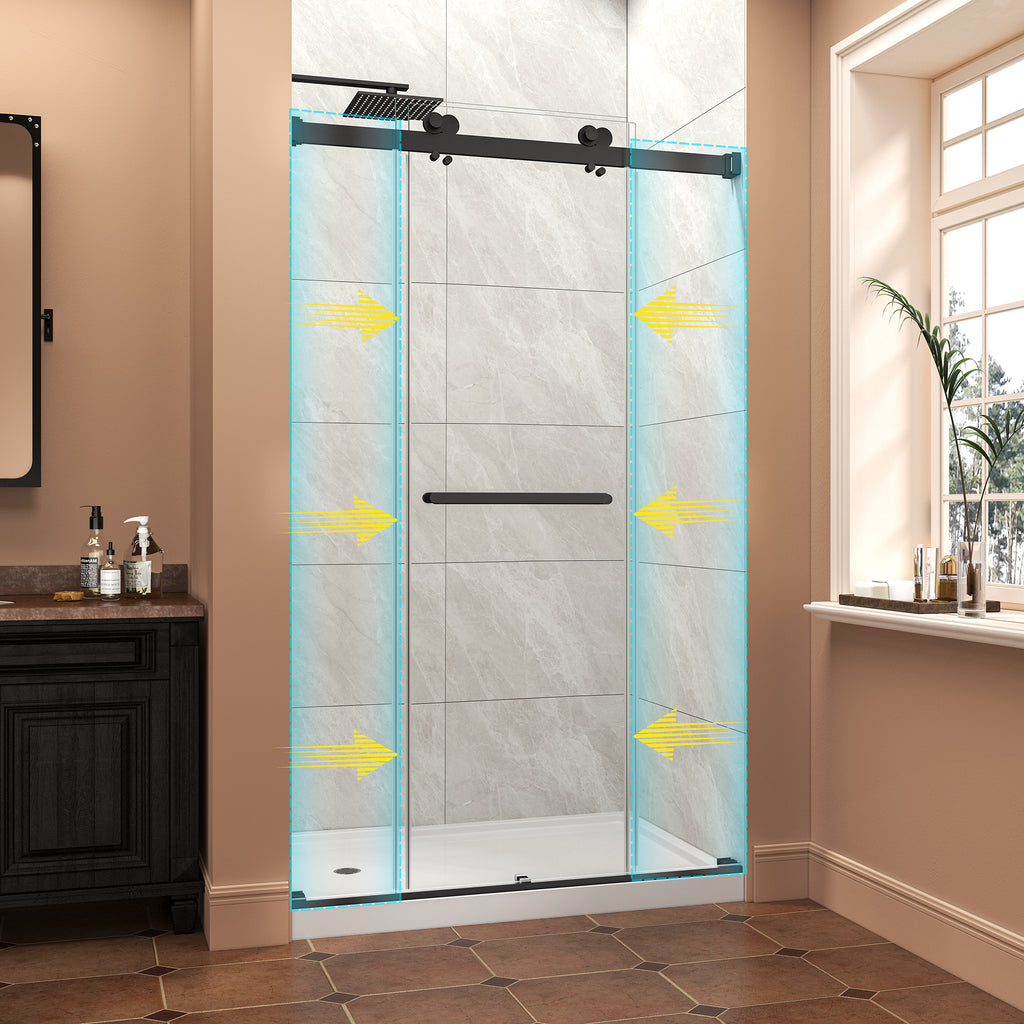 43-48"W x 76"H Frameless Bypass Shower Doors