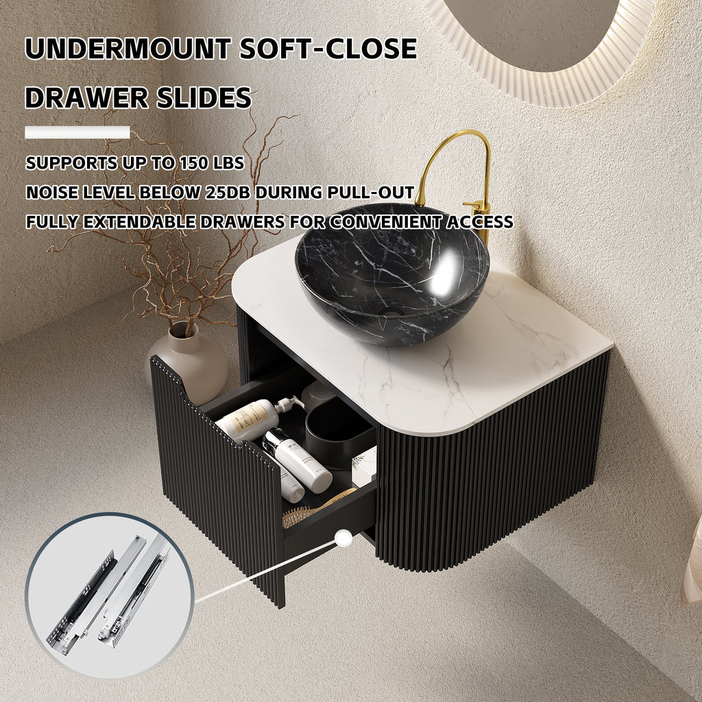 Floating Bathroom Vanity with Bowl Ceramic Basin