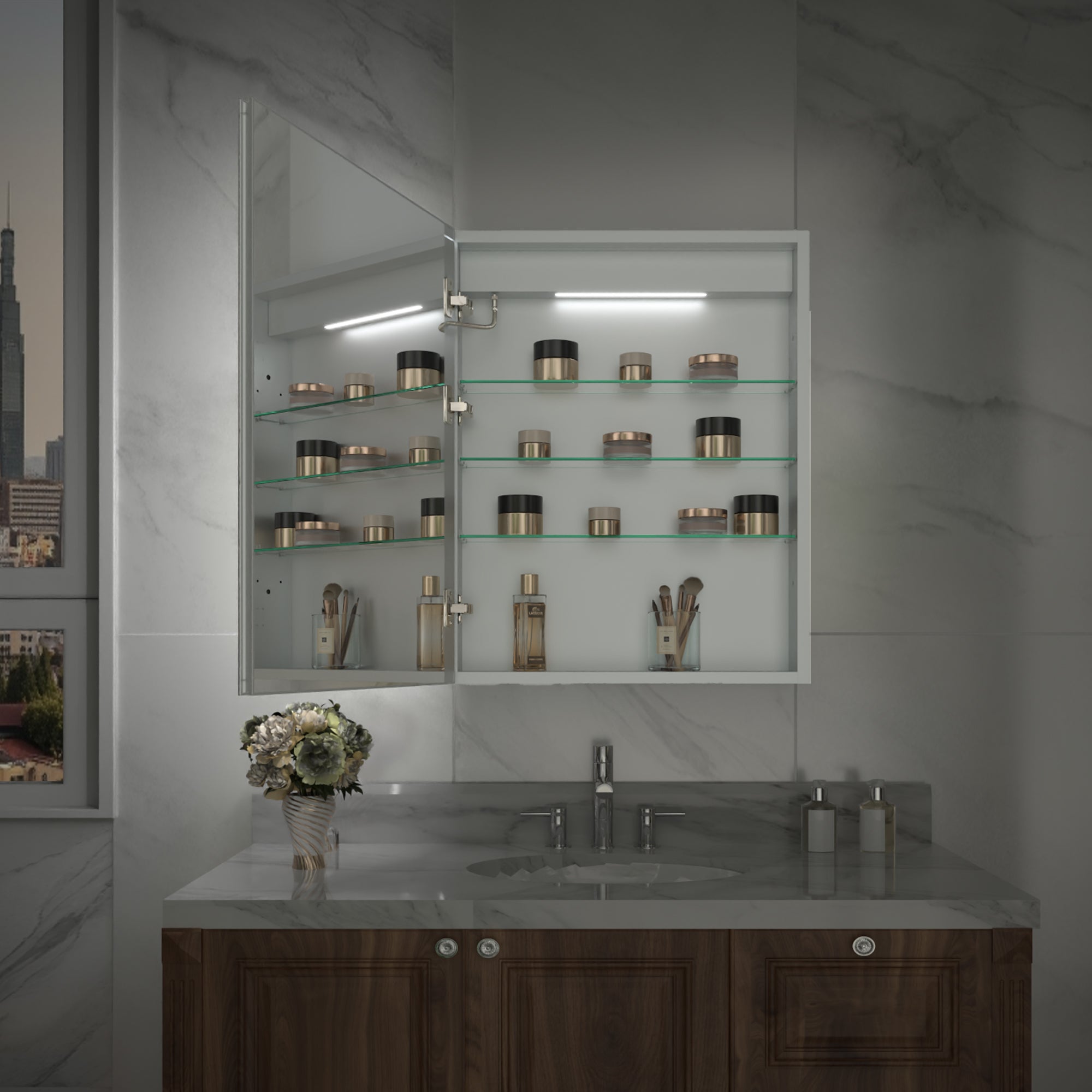30x24 LED Medicine Mirror Cabinet with Mirror