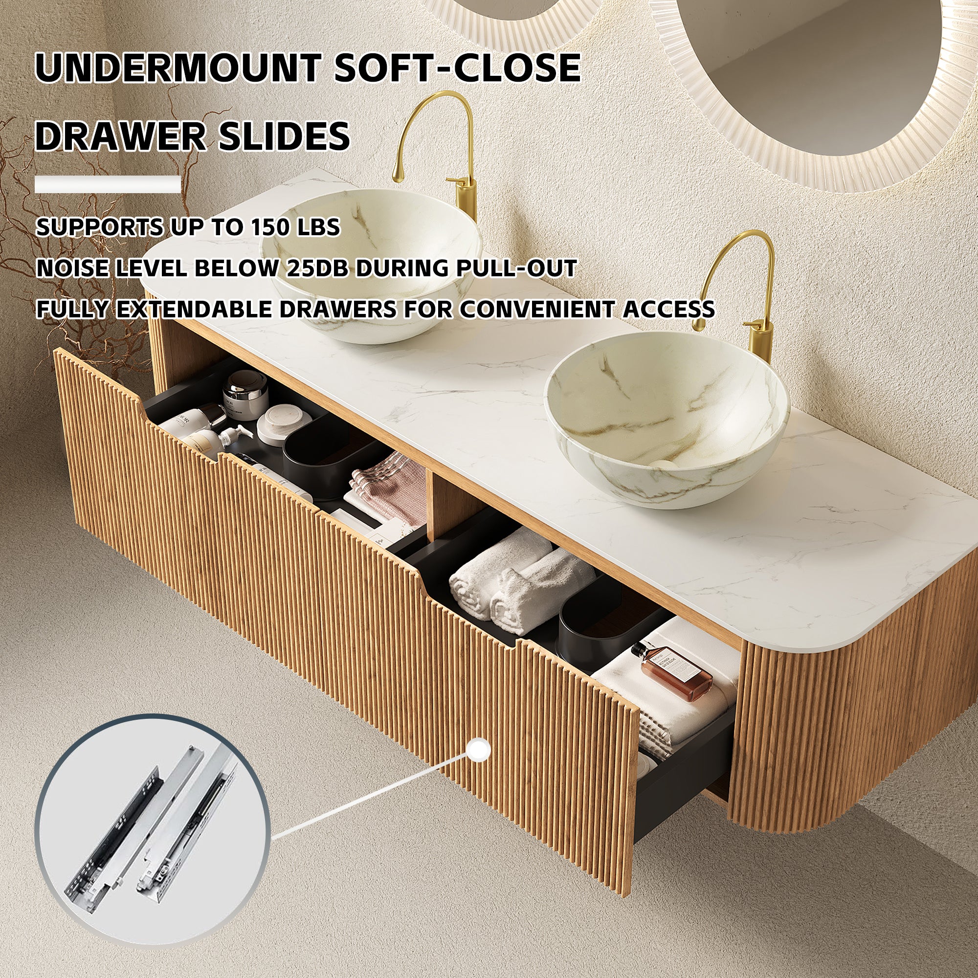 Floating Bathroom Vanity with Bowl Ceramic Basin