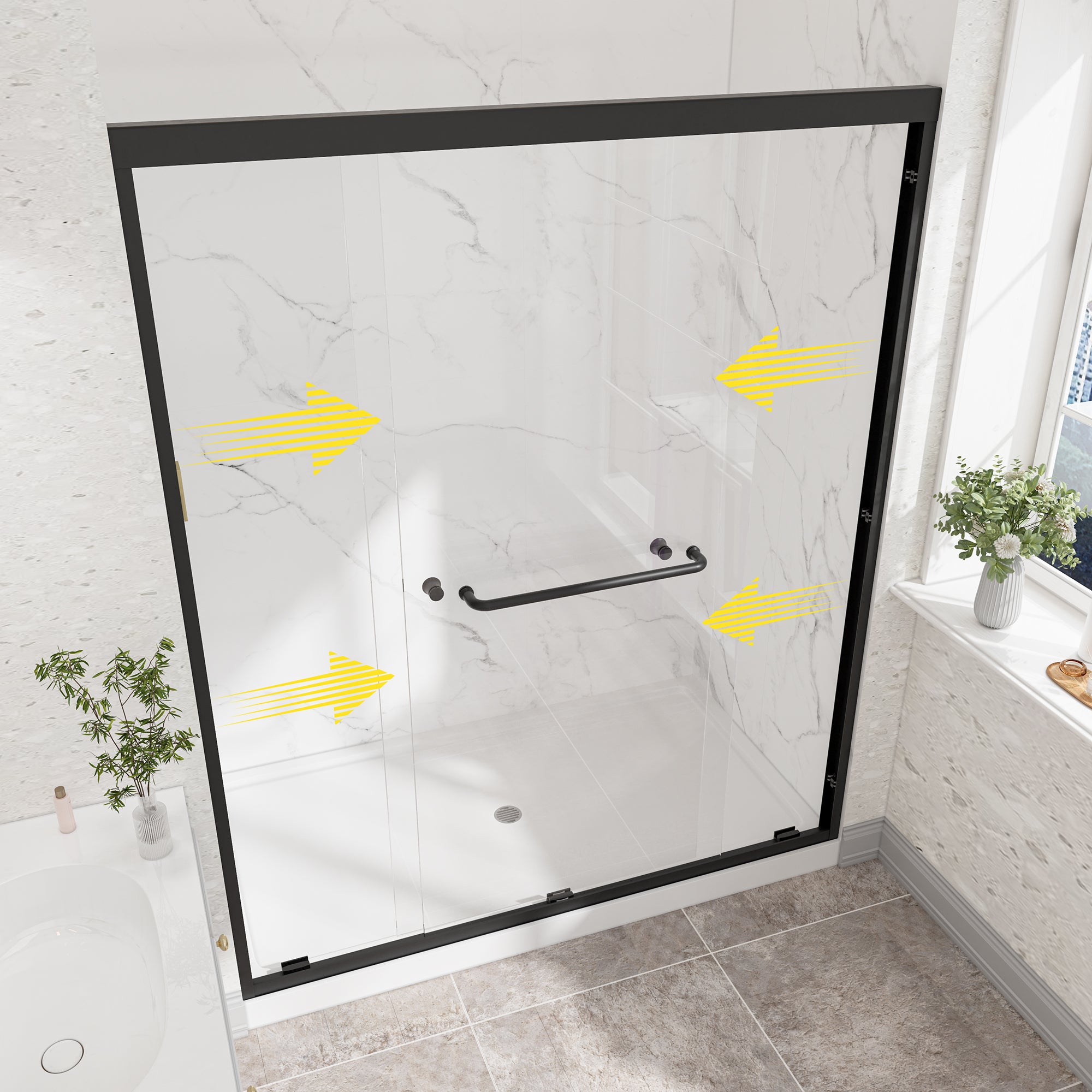 55-60" W x 76" H Double Bypass Sliding Shower Doors with Frame