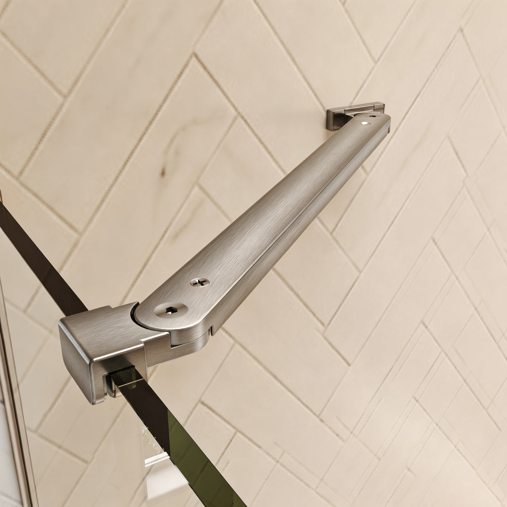 48"Wx70"H Frameless Pivot Shower Door, Brushed Nickel