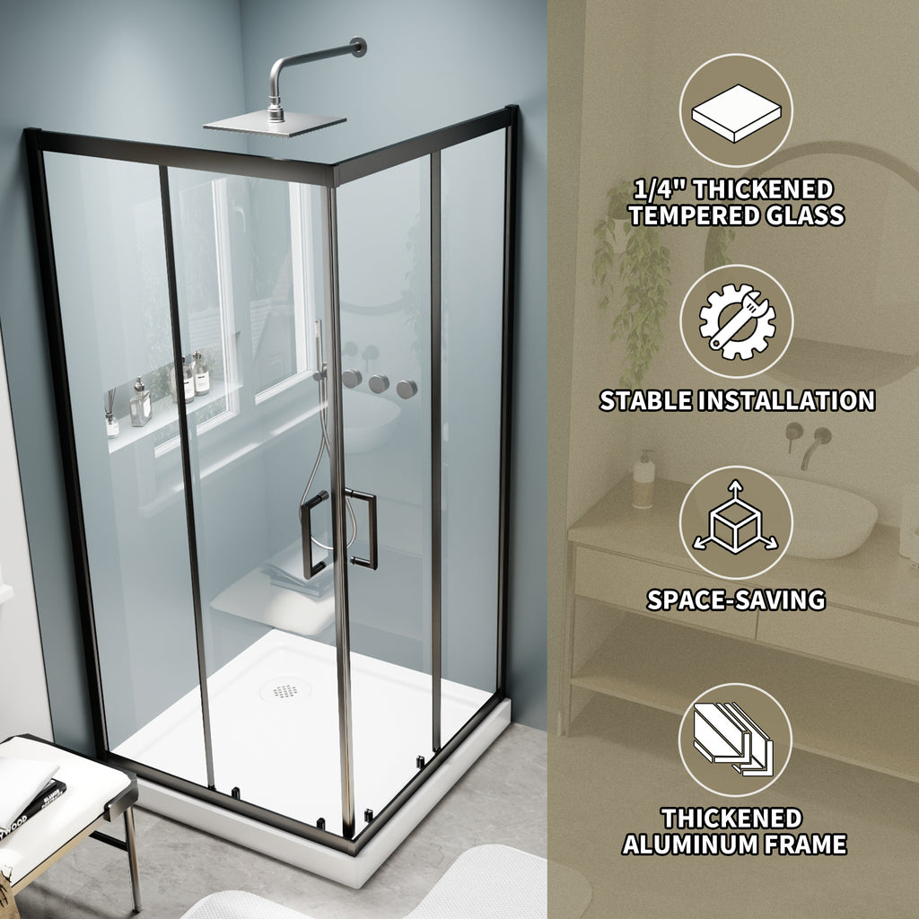 36"W x 36"D x 71"H Coner Shower Enclosure with Frame
