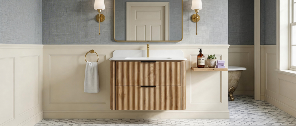 Mid-Century Modern Floating Bathroom Vanity with Sink
