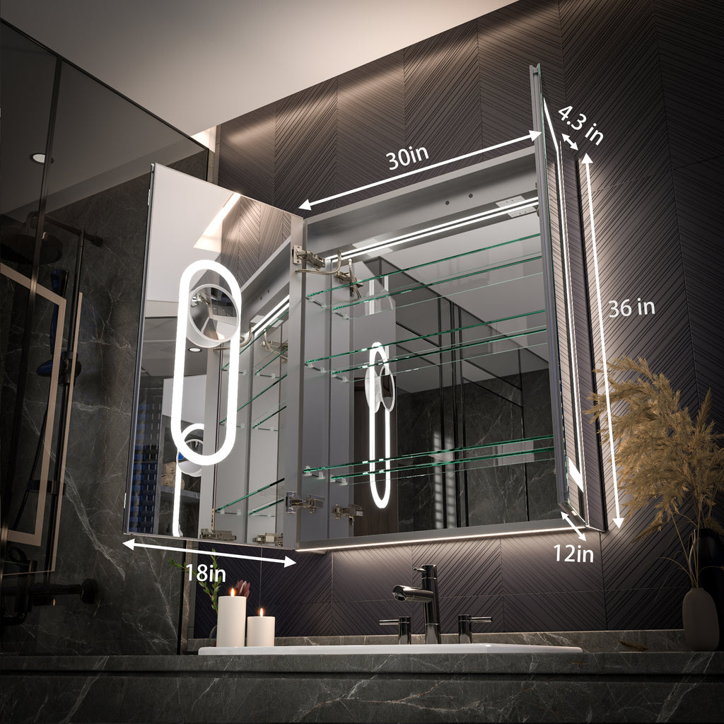 30x36 Lighted Medicine Cabinet with Mirror