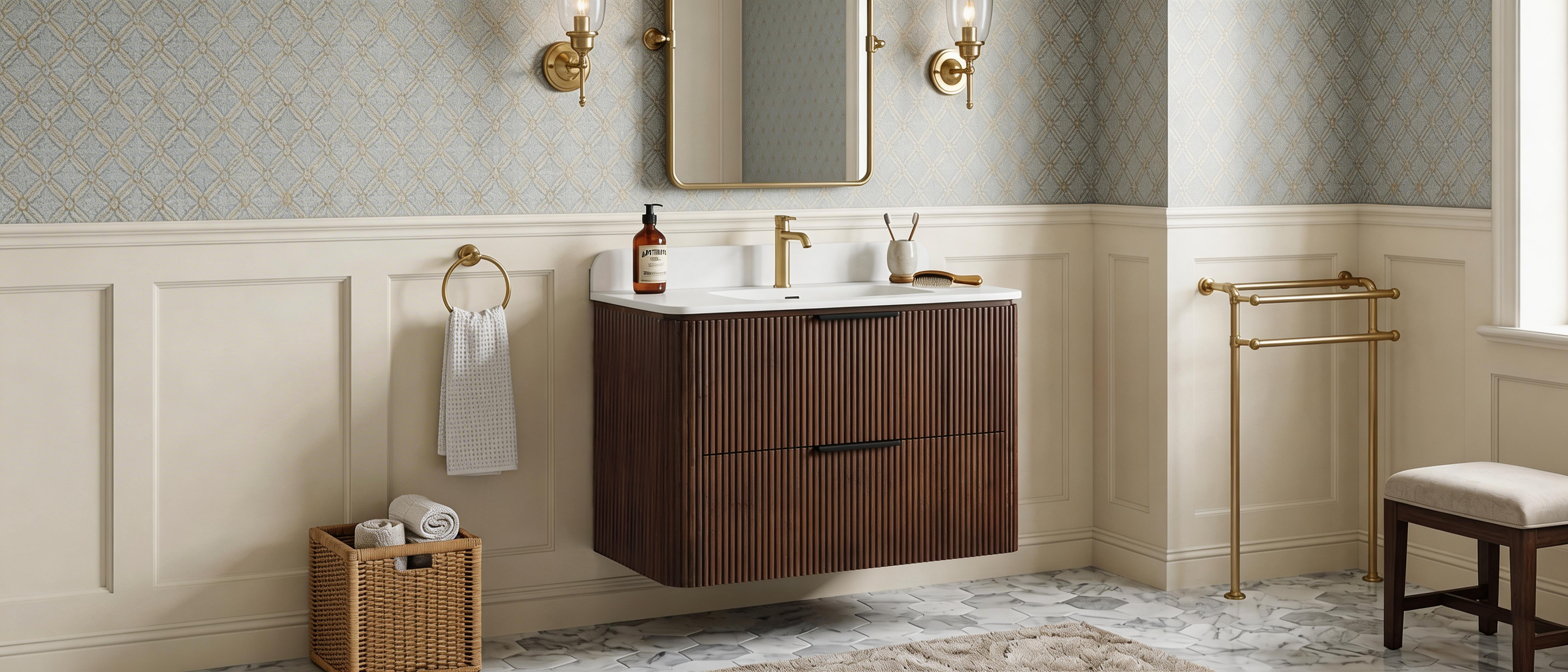 Mid-Century Modern Floating Bathroom Vanity with Sink