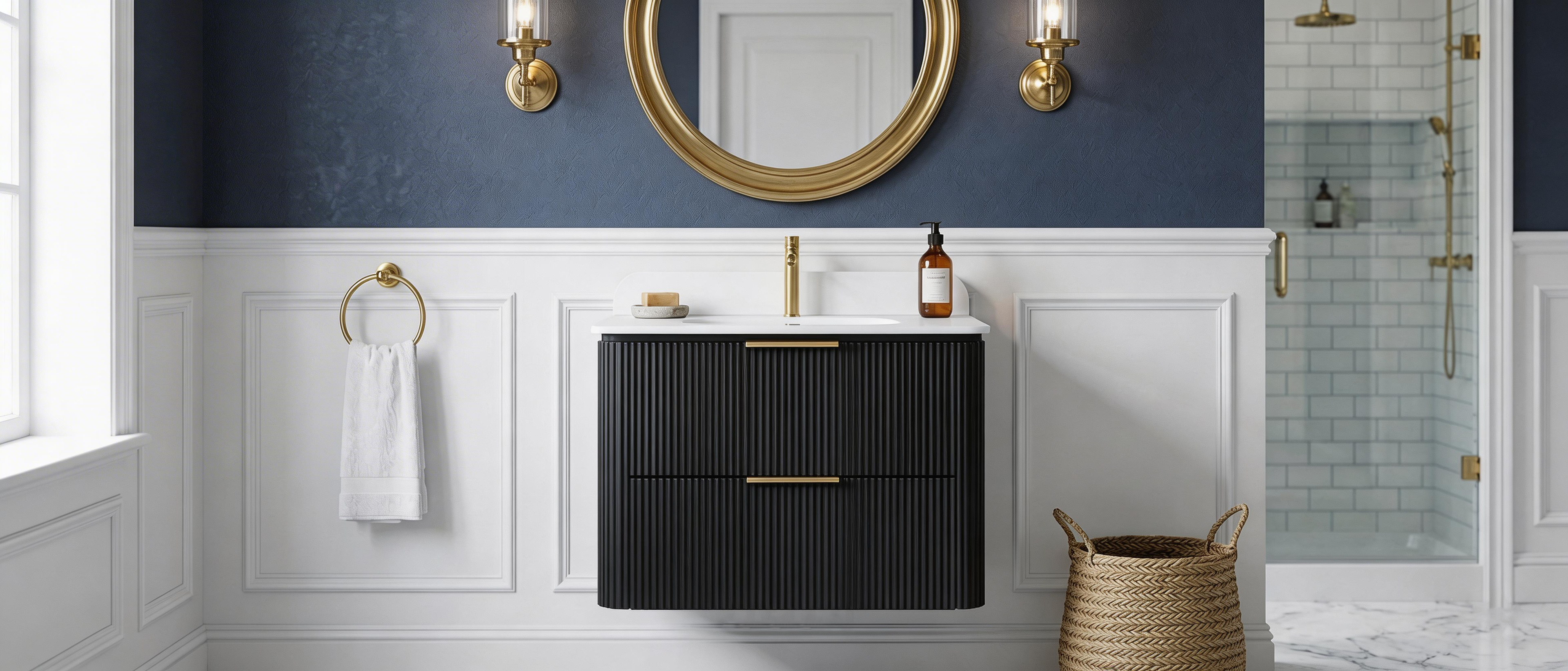 Mid-Century Modern Floating Bathroom Vanity with Sink