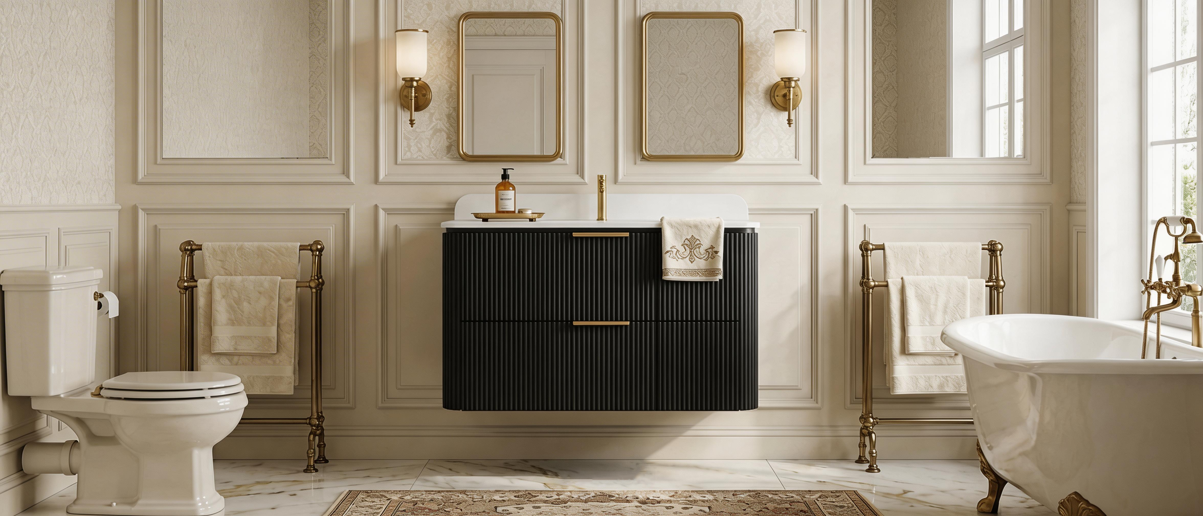 36-Inch Black Floating Bathroom Vanity with Sink