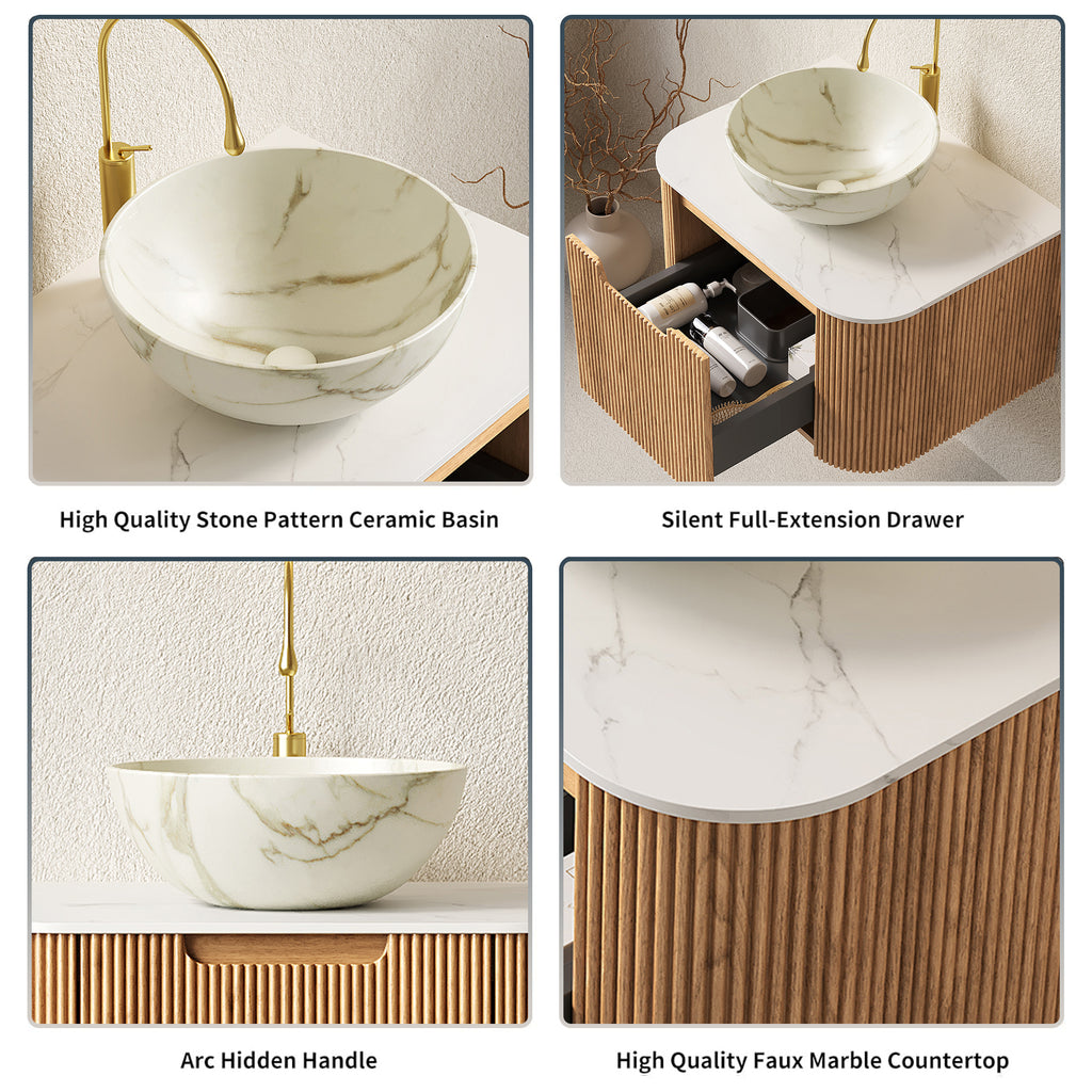 Floating Bathroom Vanity with Bowl Ceramic Basin