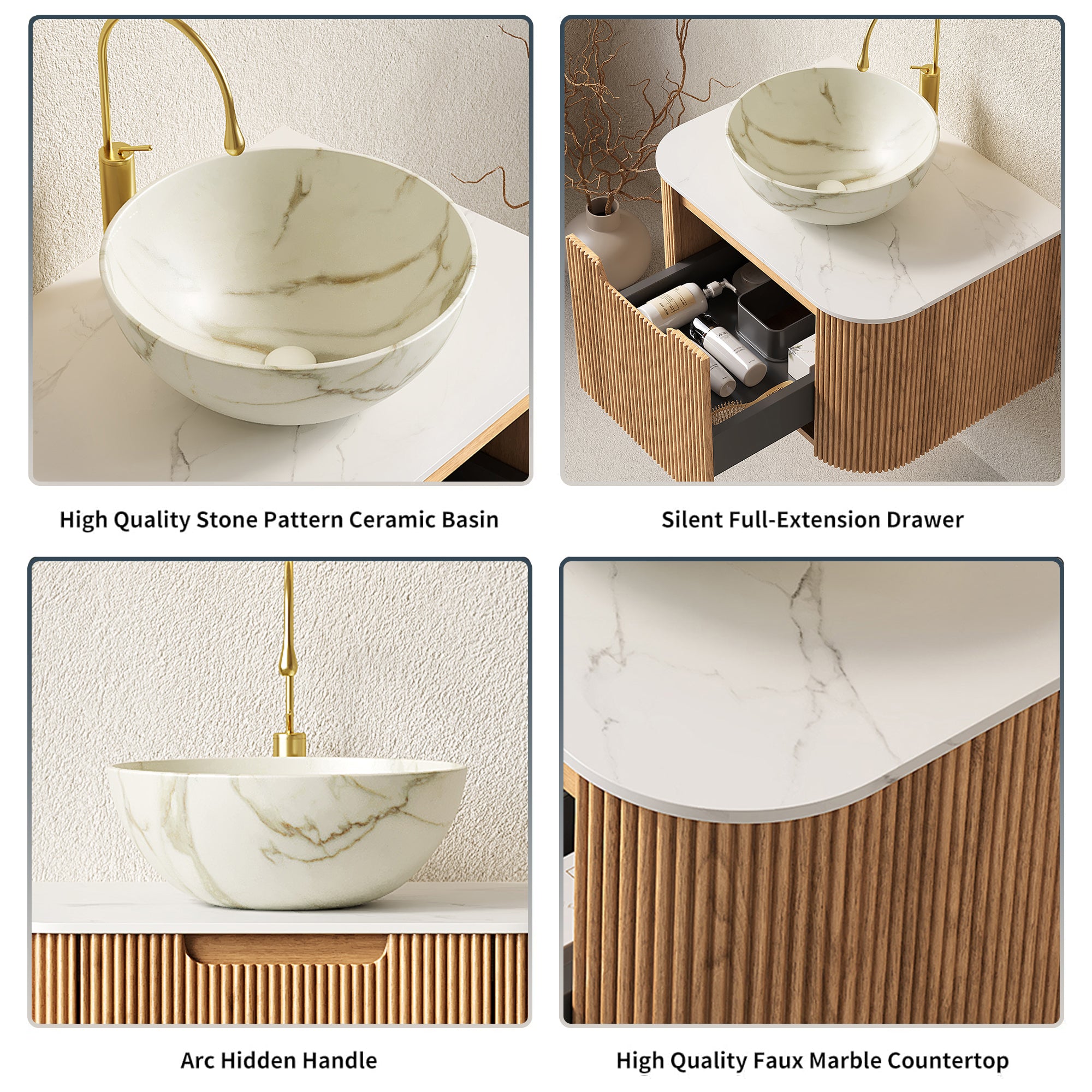 Floating Bathroom Vanity with Bowl Ceramic Basin