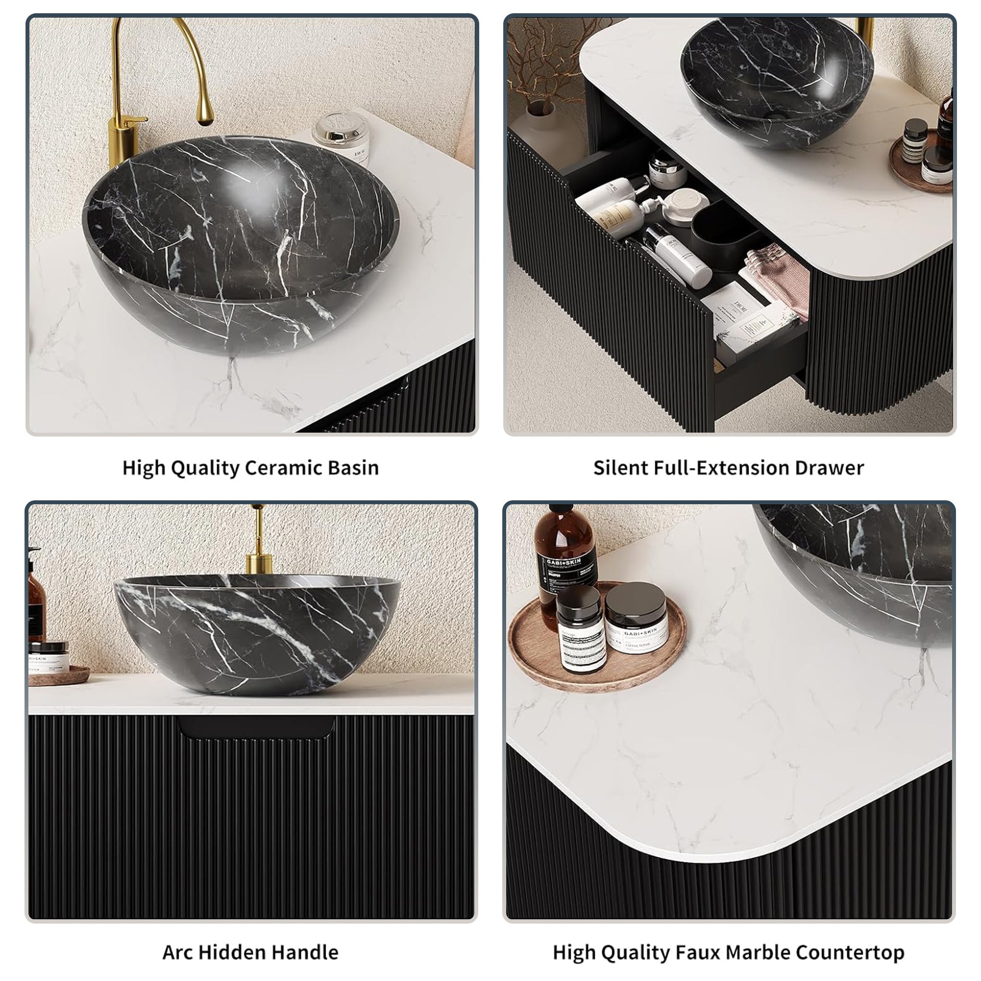 Floating Bathroom Vanity with Bowl Ceramic Basin