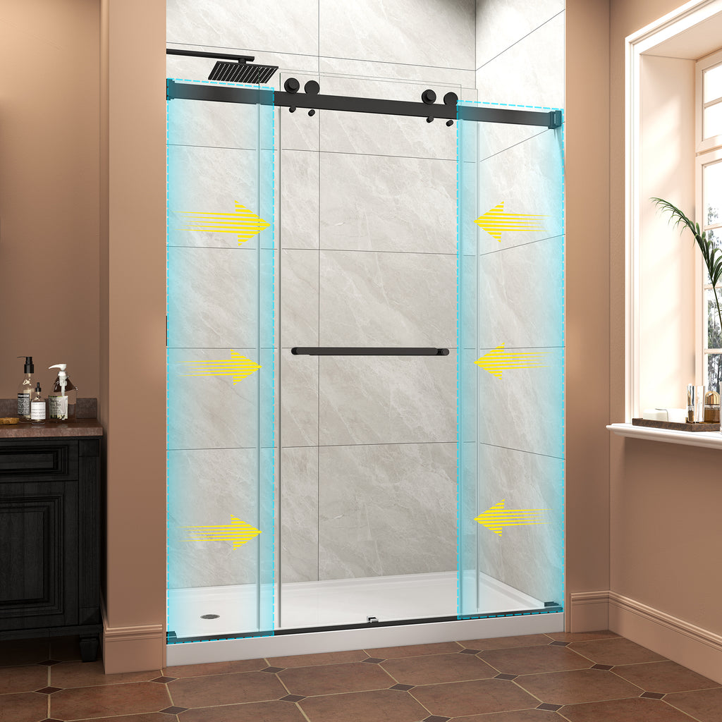 55-60" W x 76" H Frameless Bypass Shower Doors