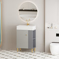 21.6" Gray Small Freestanding Vanity with Sink-Left Handed Open