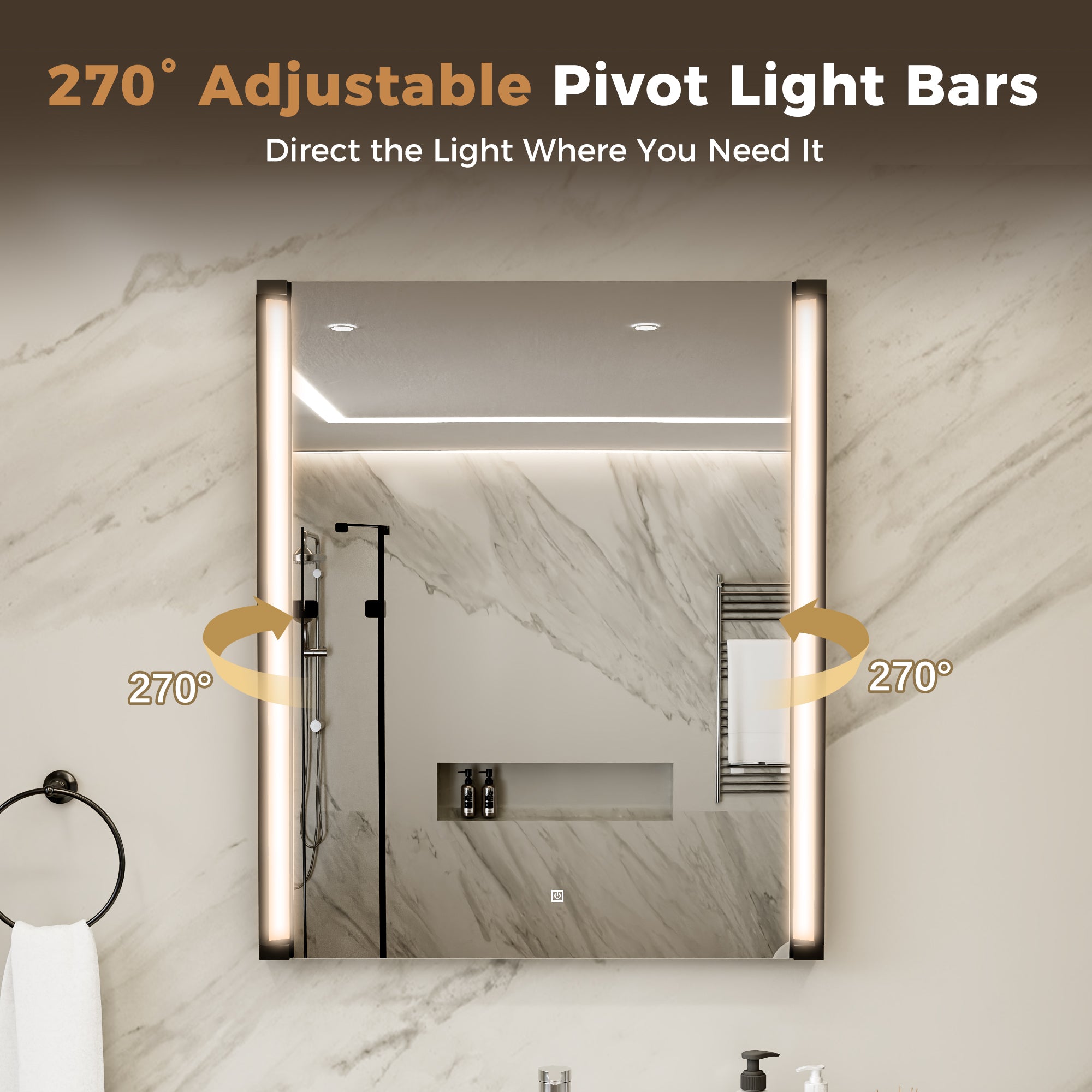 270° Rotatable LED Mirror for Bathroom Vanity