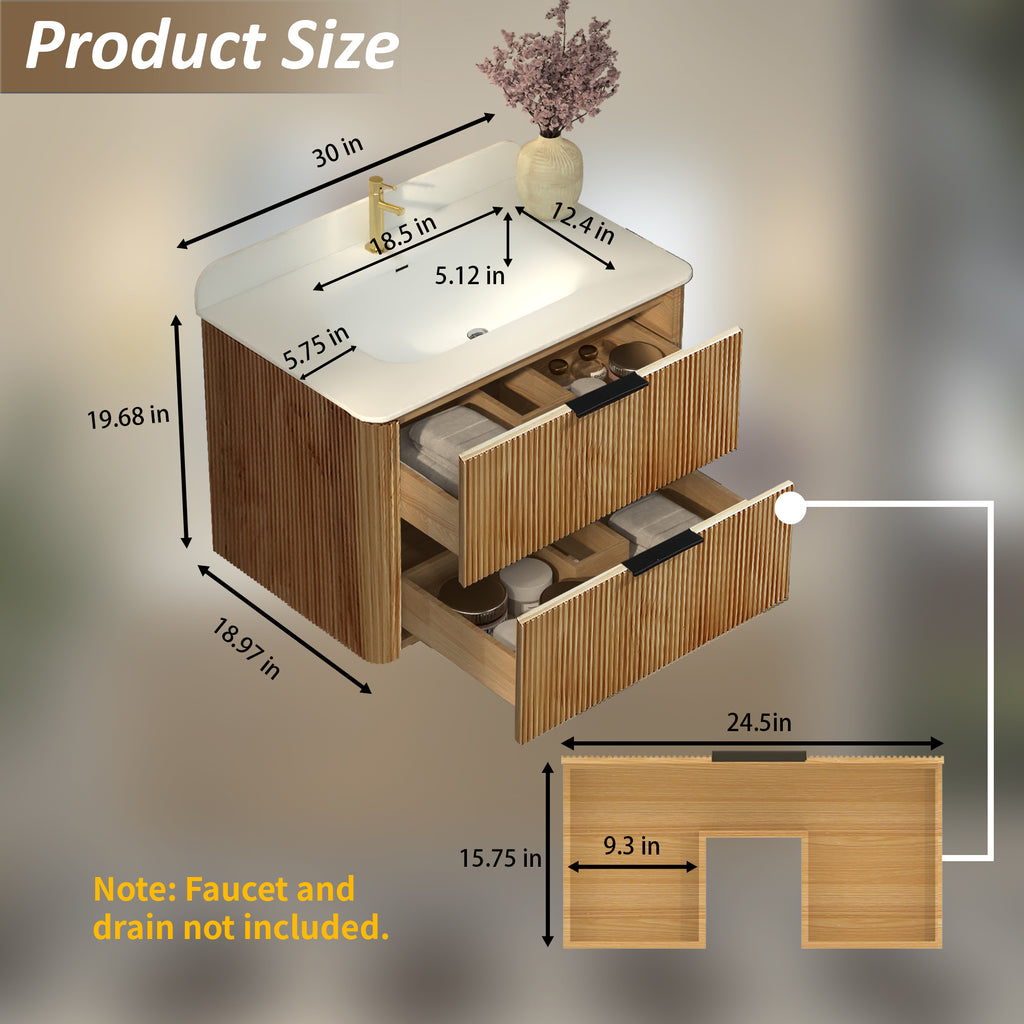 Mid-Century Modern Floating Bathroom Vanity with Sink