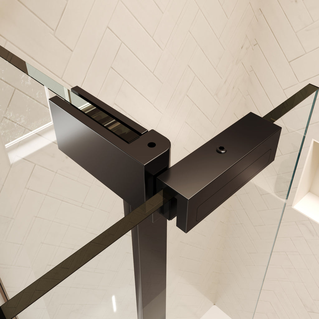 60"Wx70"H Frameless Pivot Shower Door, Matte Black