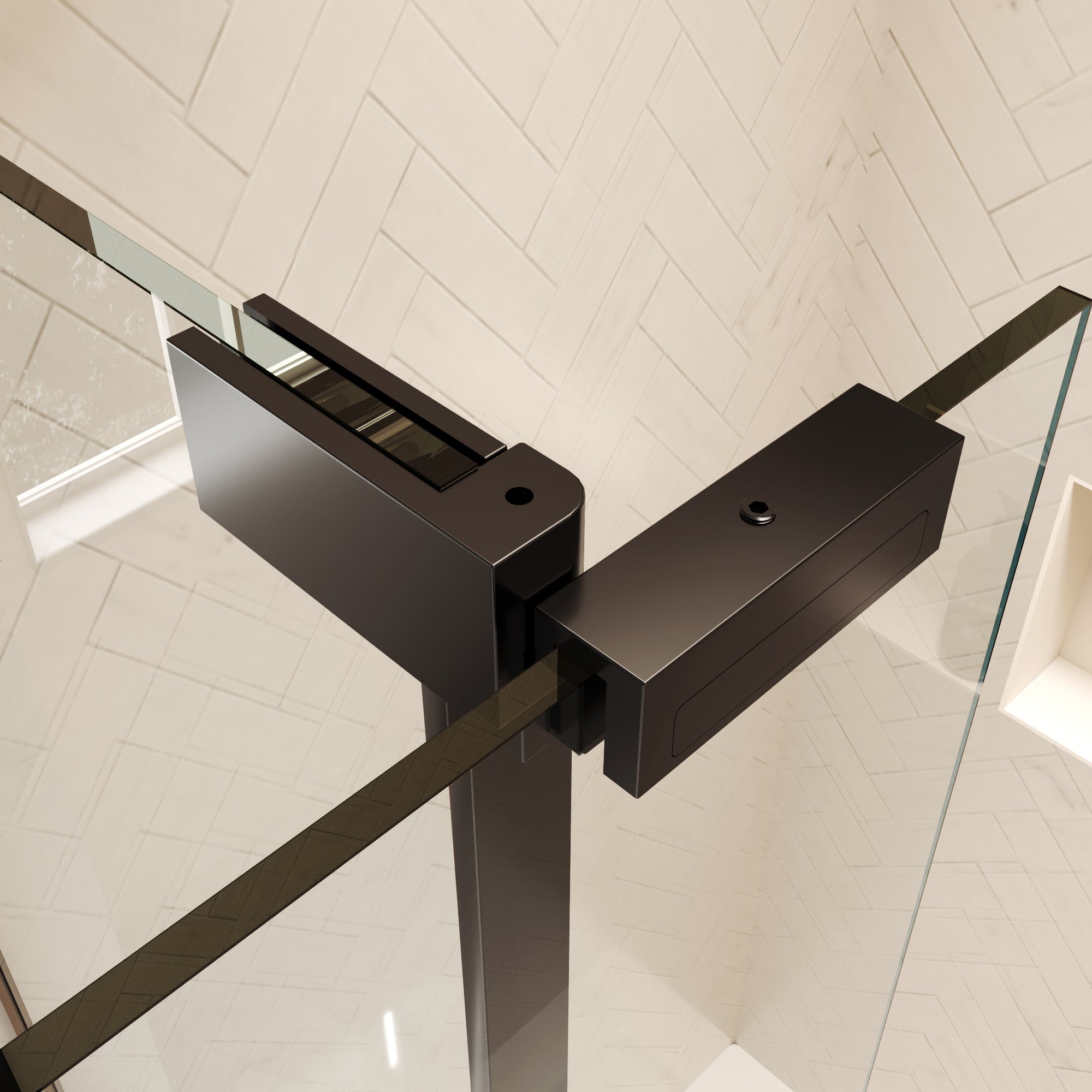 60"Wx70"H Frameless Pivot Shower Door, Matte Black