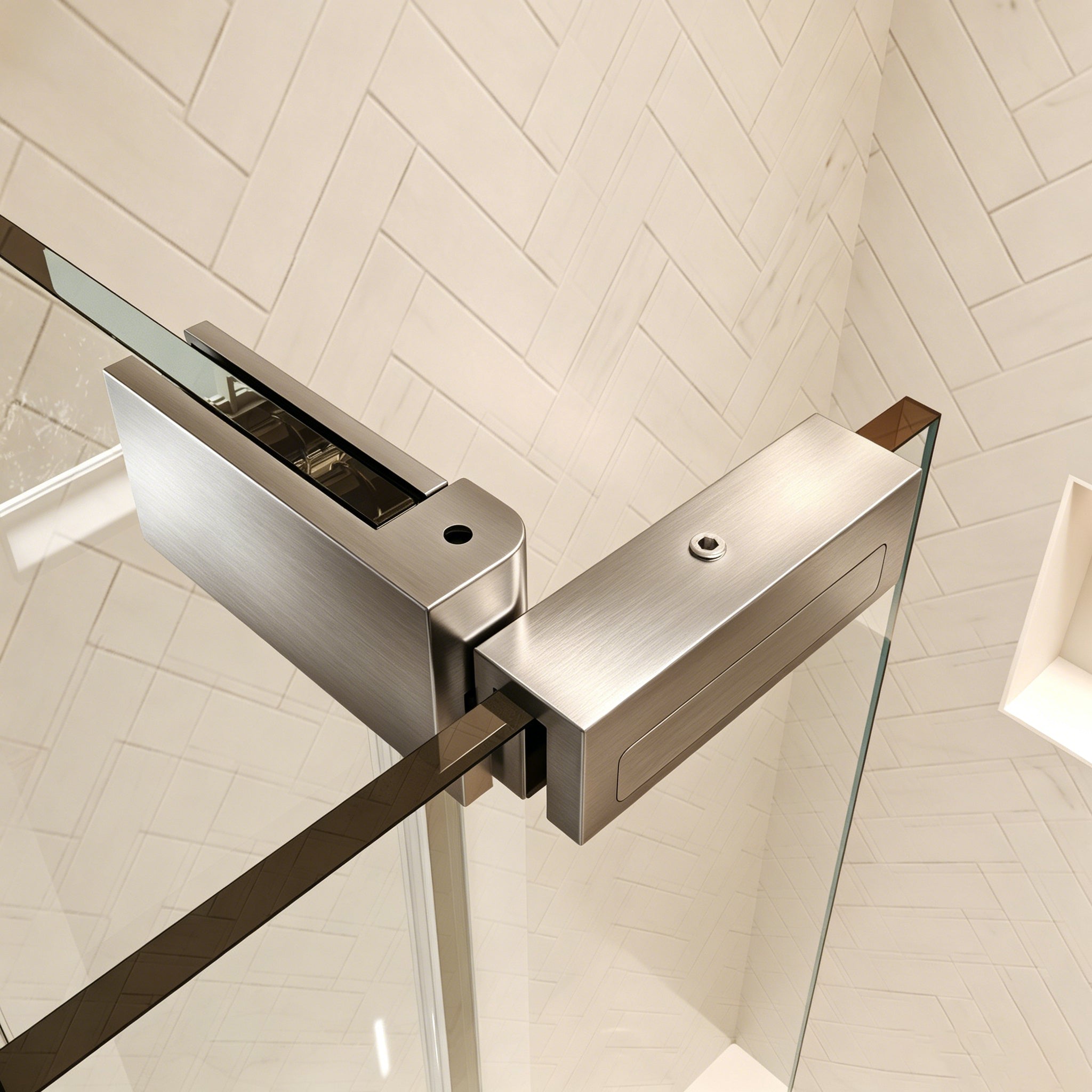 48"Wx70"H Frameless Pivot Shower Door, Brushed Nickel