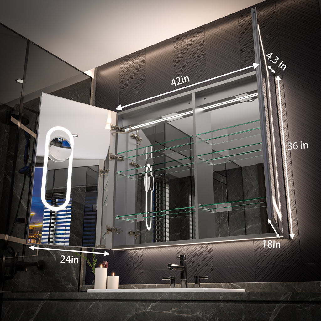 42x36 Lighted Medicine Cabinet with Mirror