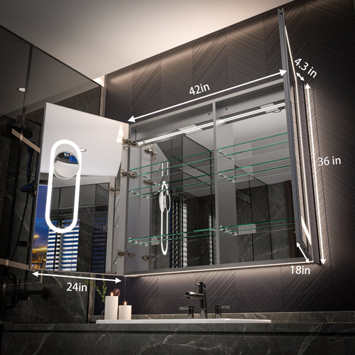 42x36 Lighted Medicine Cabinet with Mirror