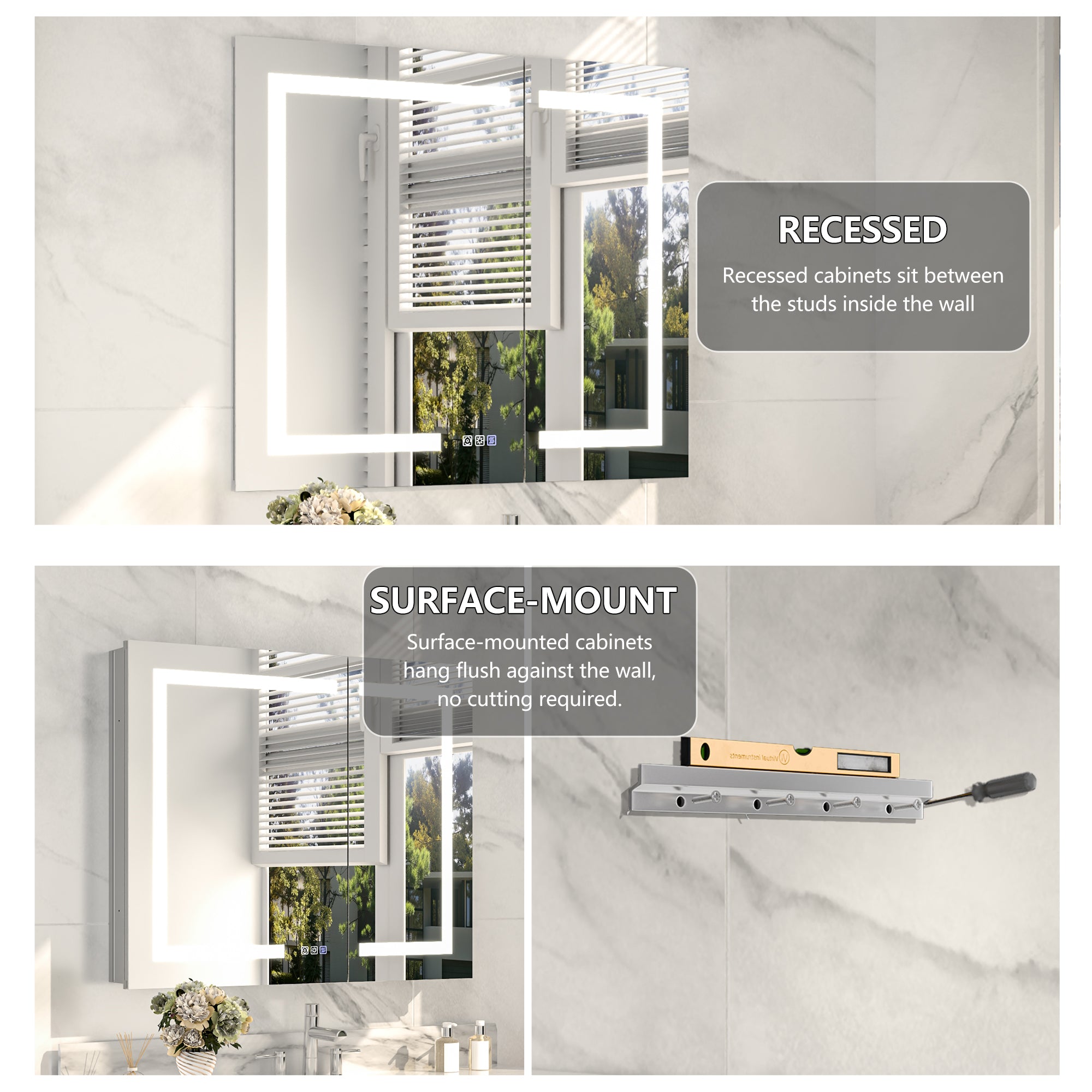 30x36 LED Medicine Mirror Cabinet with Mirror