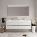 72 Inch White Floating Vanity with Double Sinks