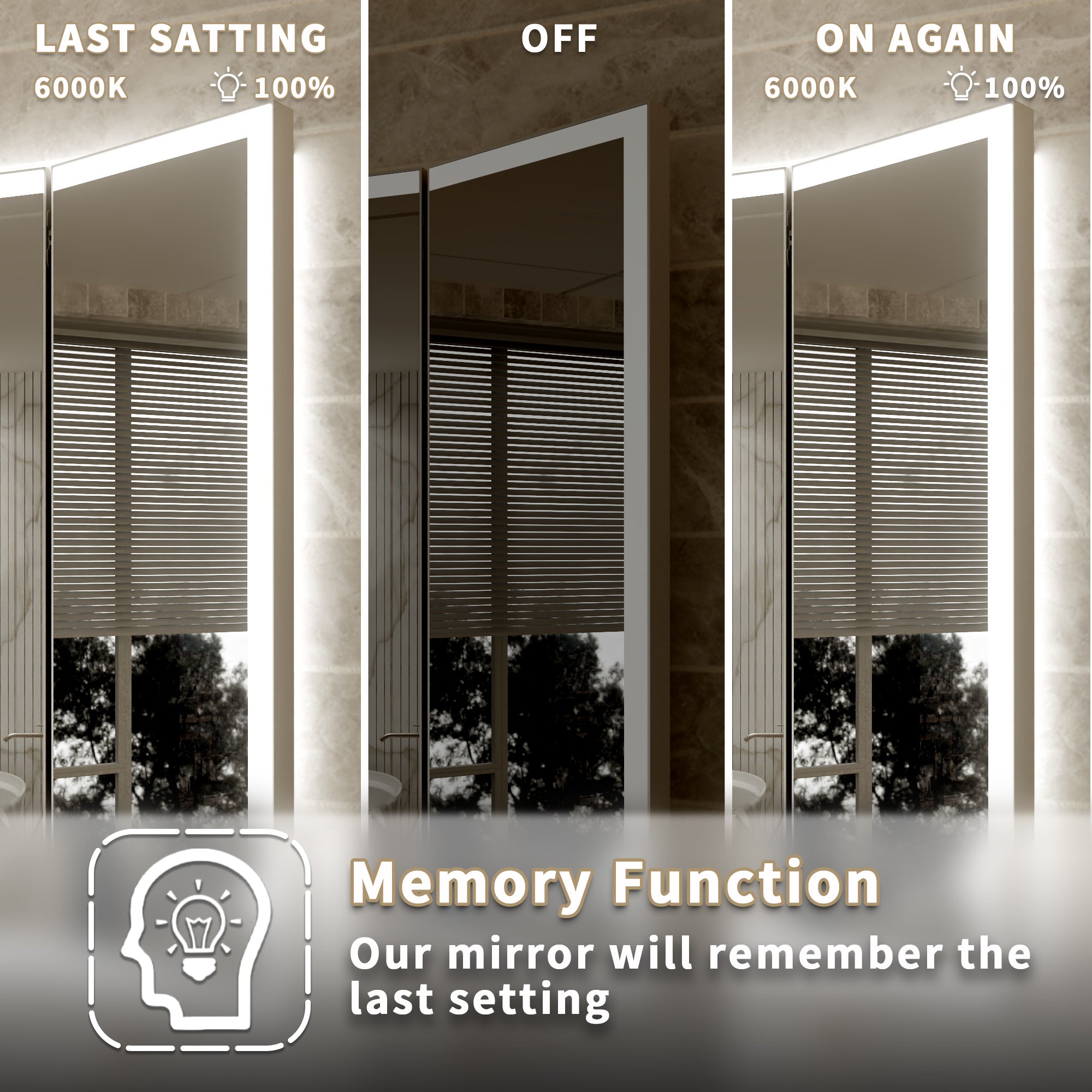 3-Panel Foldable Bathroom LED Mirror with Magnifier