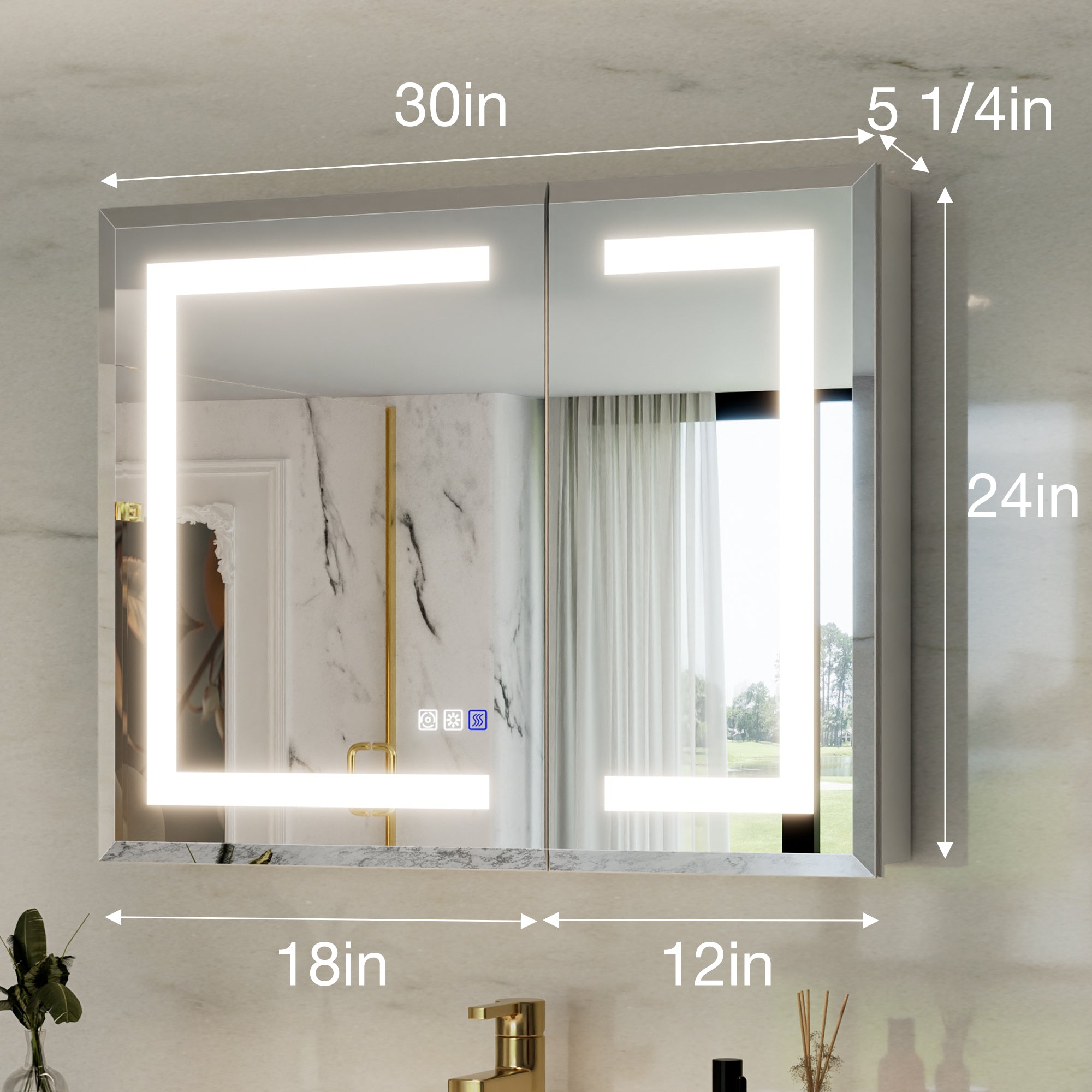 30"W x24"H Lighted Medicine Cabinet