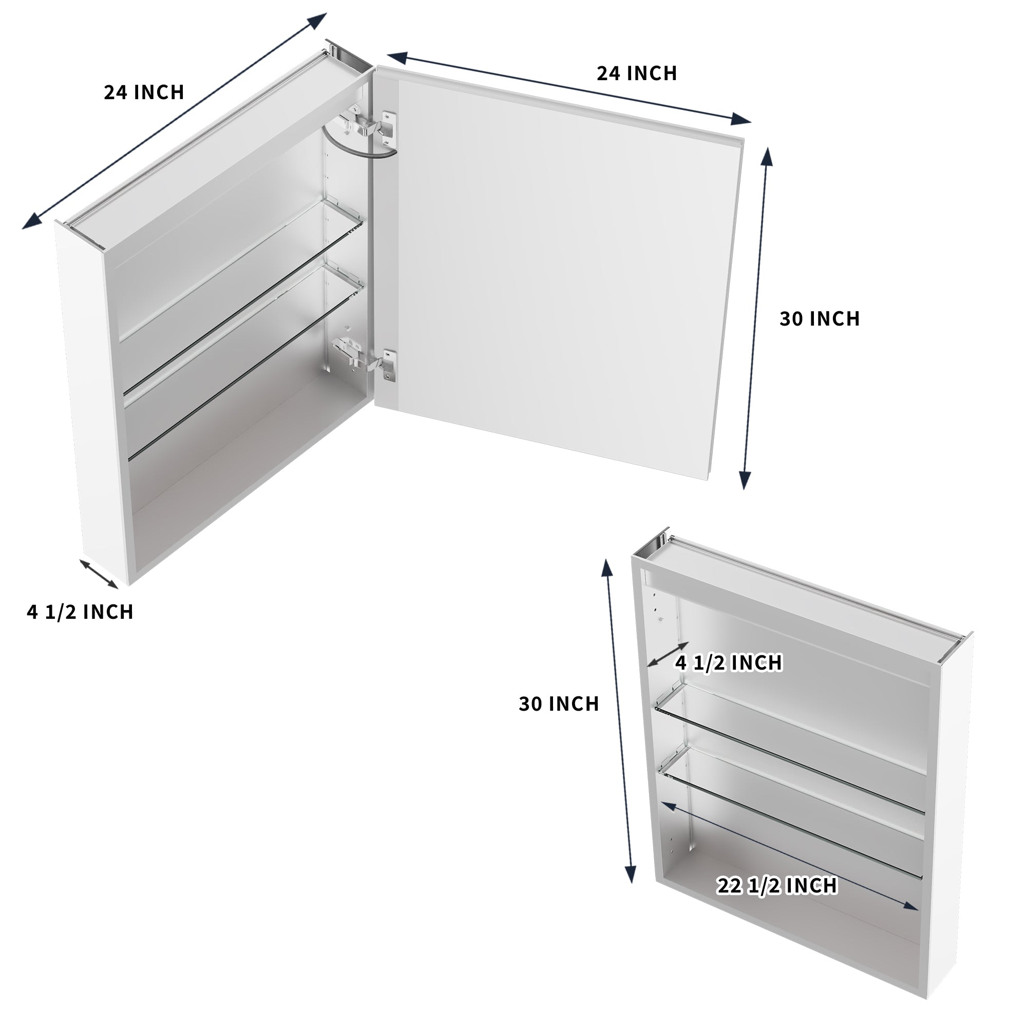 24x30 Medicine Cabinet with Lights Right Opening