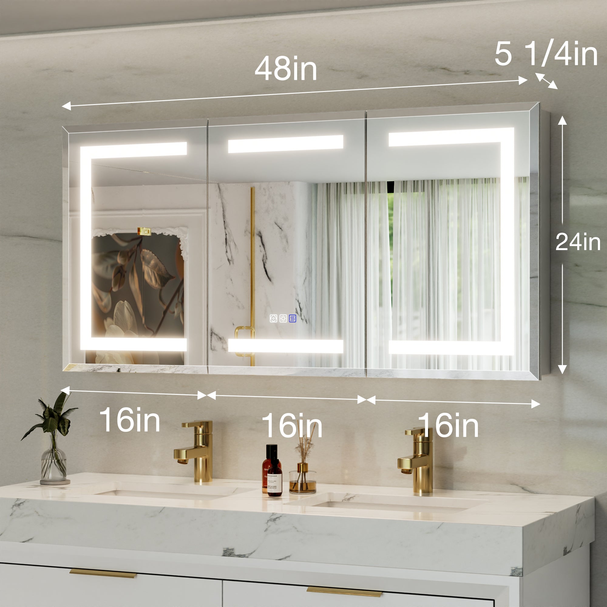 48"W x24"H Lighted Medicine Cabinet