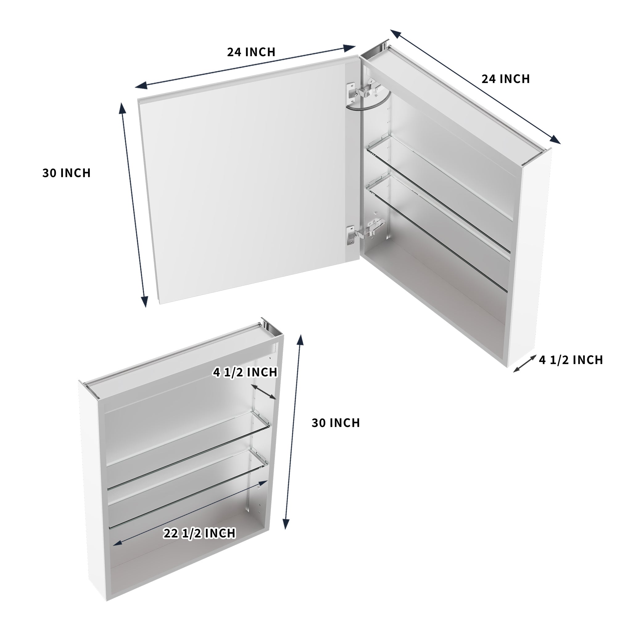 24x30 Medicine Cabinet with Lights Left Opening
