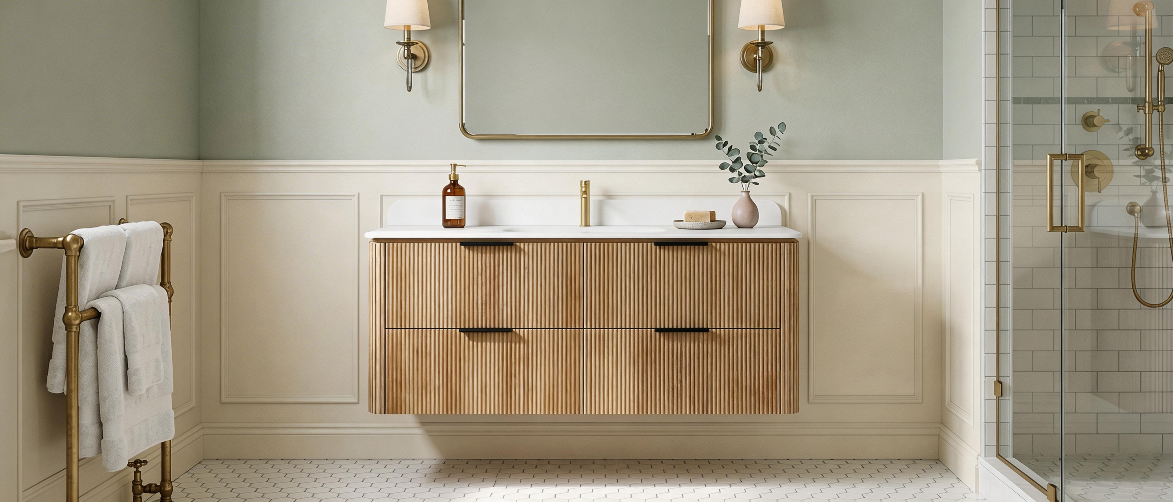 48-Inch Oak Floating Bathroom Vanity with Sink