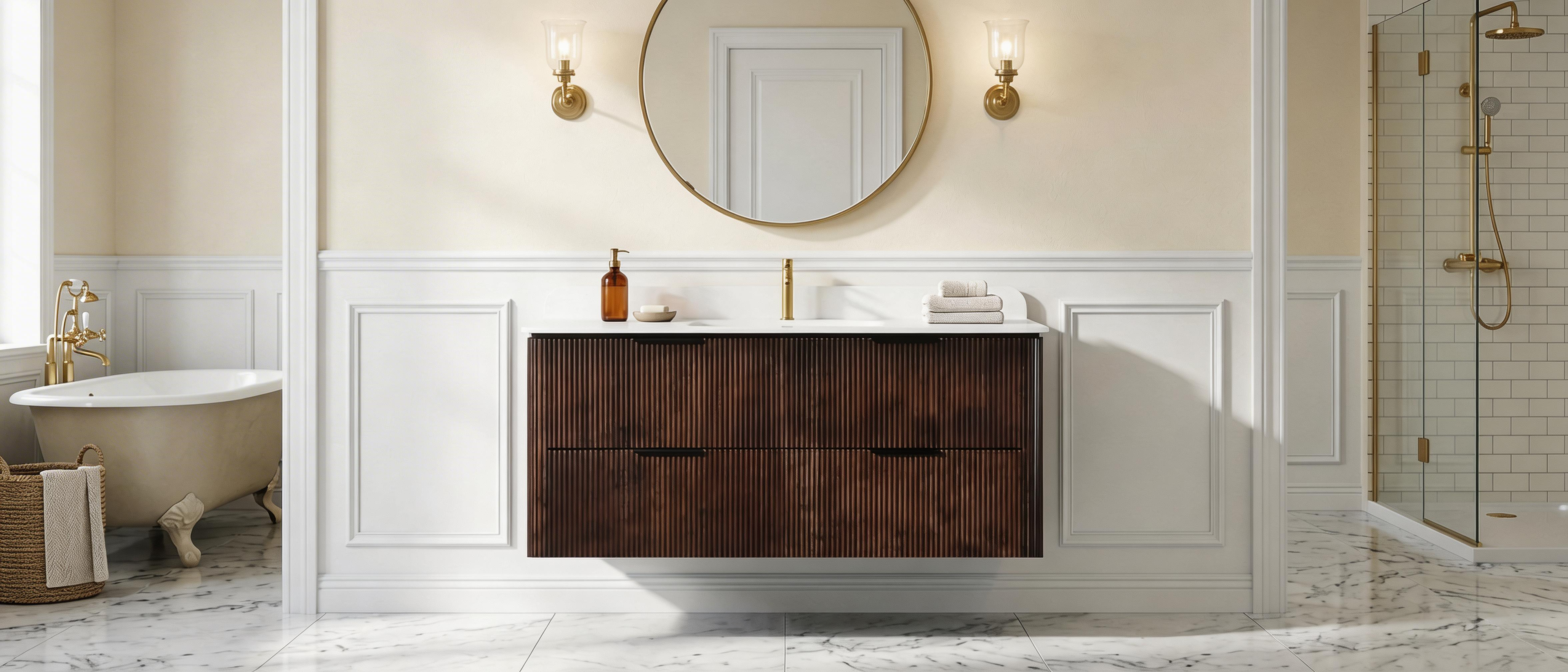 Mid-Century Modern Floating Bathroom Vanity with Sink