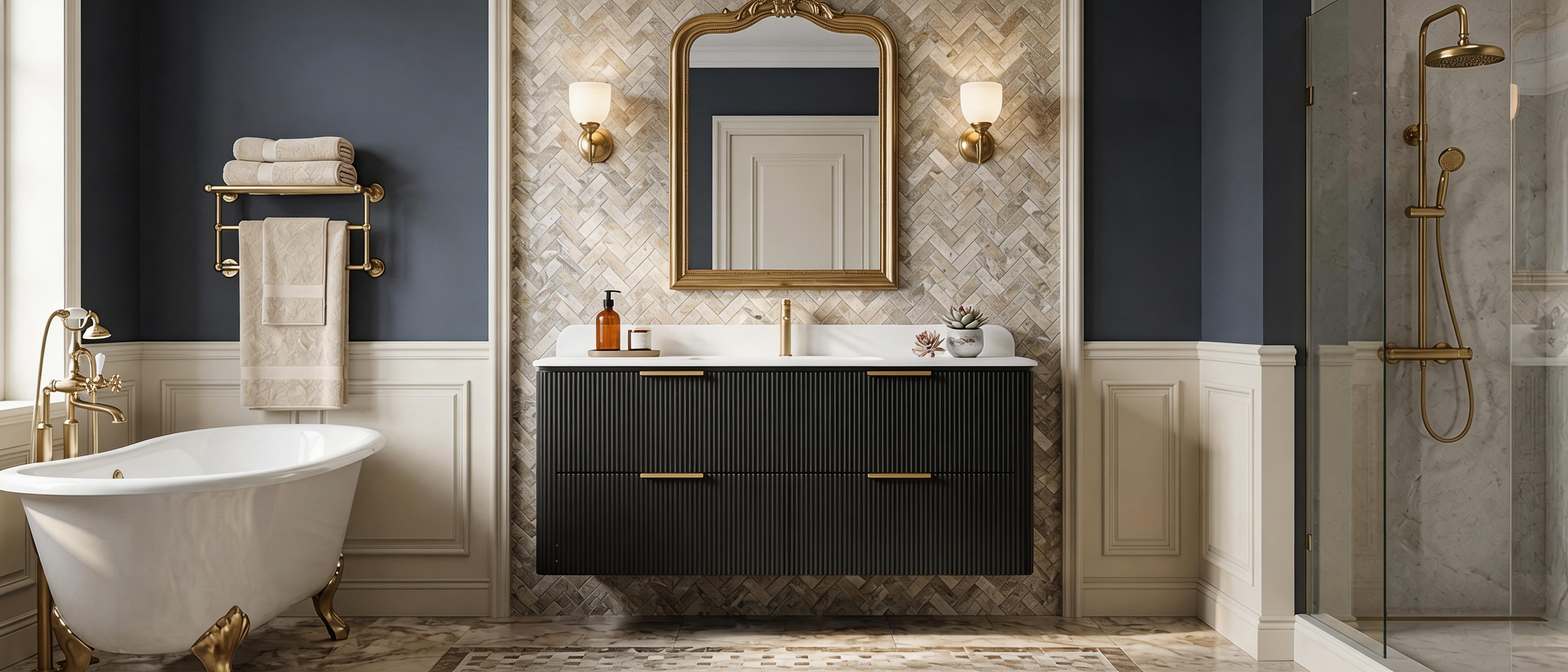 48-Inch Black Floating Bathroom Vanity with Sink