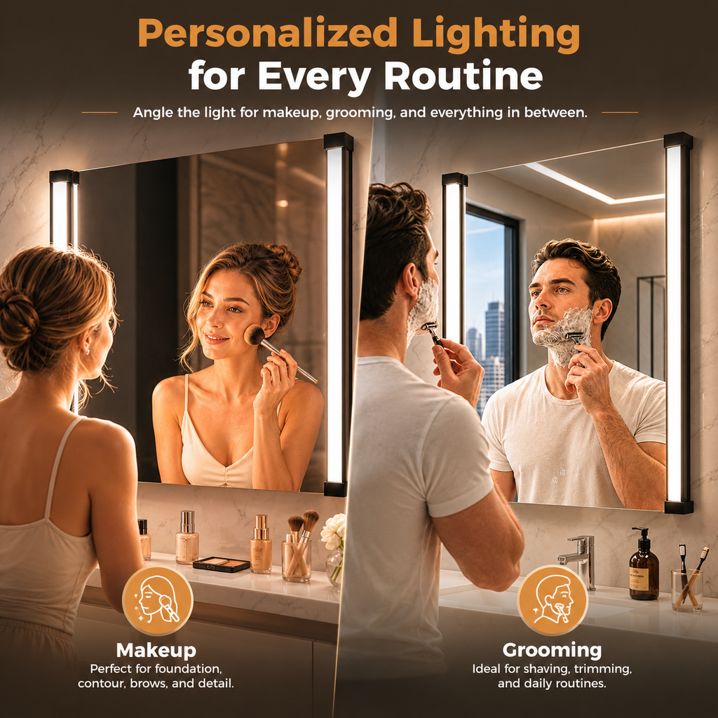 32"Wx24"H LED Vanity Mirror, 270° Rotatable LED Arms