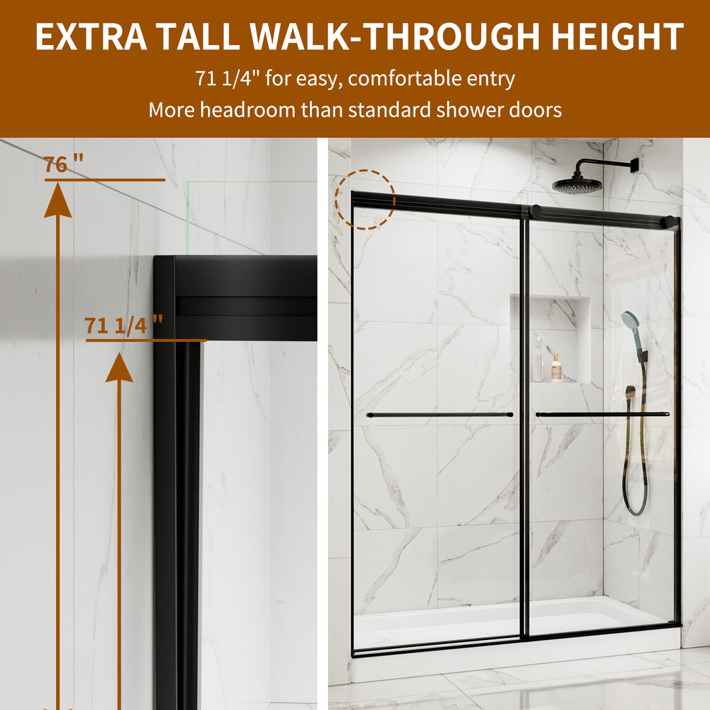 56-60"W x 76"H Glass Shower Doors for Walk in Shower