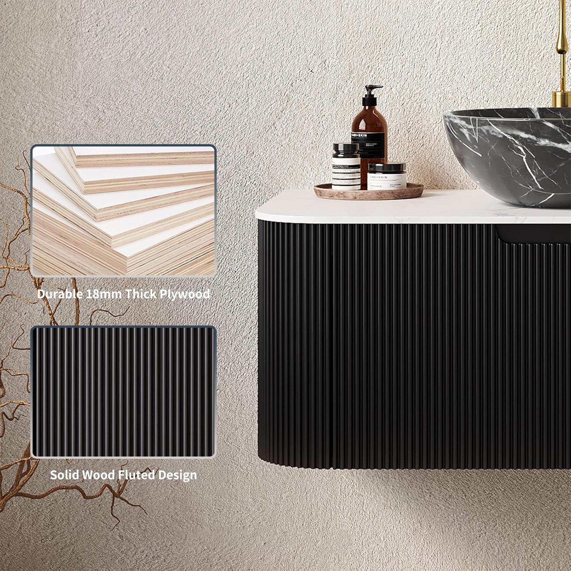 Floating Bathroom Vanity with Bowl Ceramic Basin