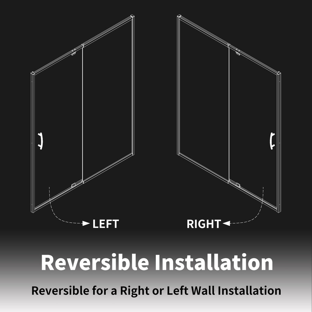 44-48" W x 71" H Matte Black Pivot Shower Door, 1/4"SGCC Tempered Glass