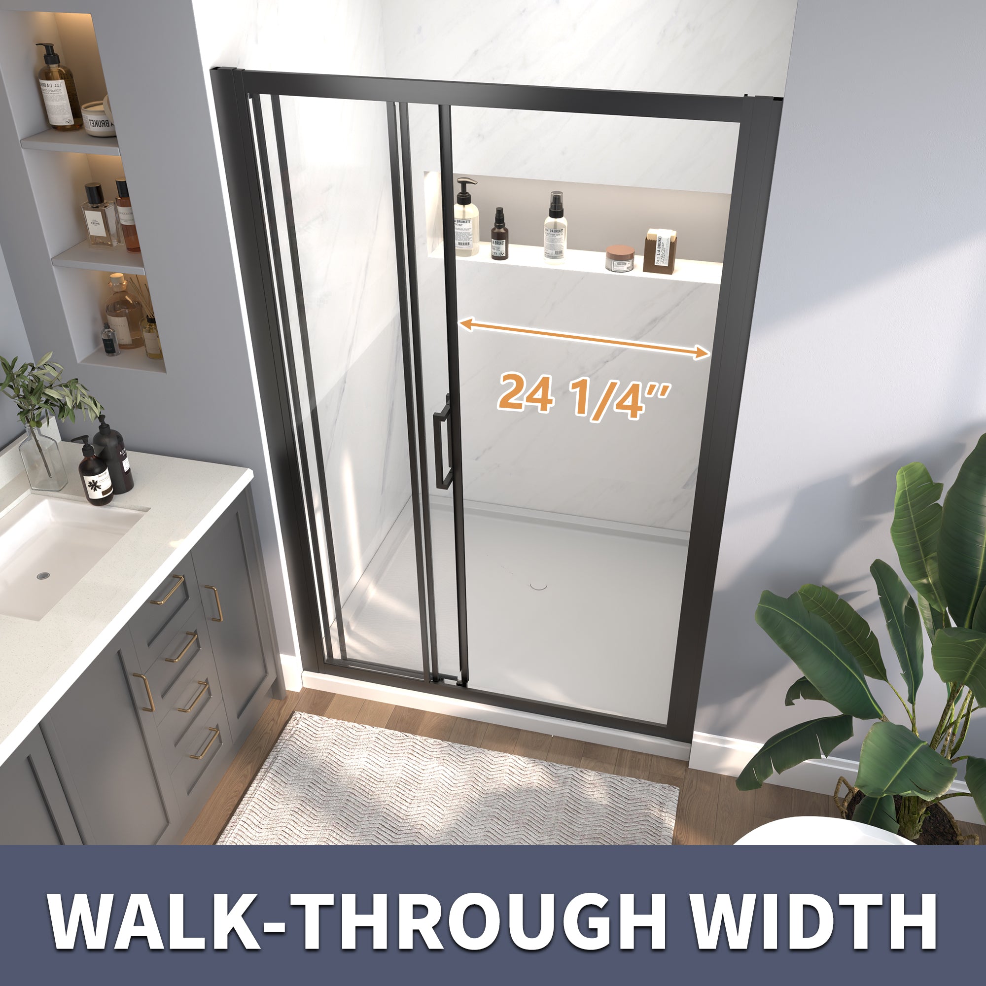 44-48"W x 70"H Trifold Sliding Shower Door