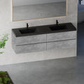 72-Inch Floating Vanity Bathroom 2 Sinks Cabinet Wall Mount
