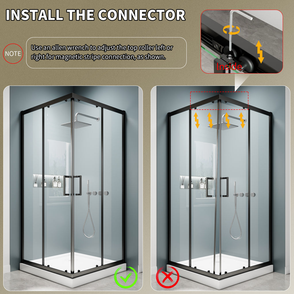36"W x 36"D x 71"H Coner Shower Enclosure with Frame