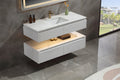 48 Inches White Floating Bathroom Vanity with One Sink, Wall Mounted Double Layer