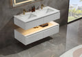 48 Inches White Floating Bathroom Vanity with Double Sinks, Wall Mounted Double Layer