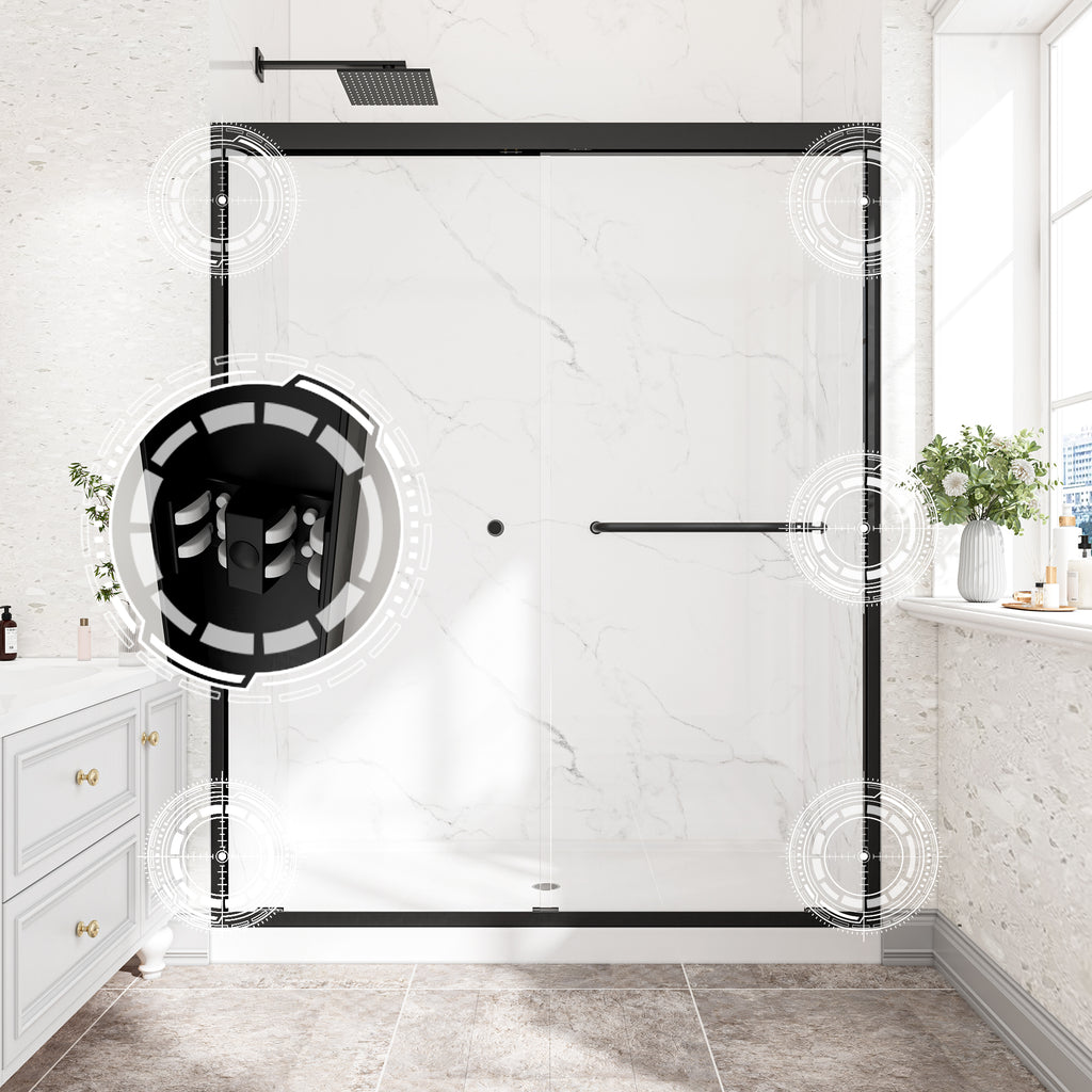 55-60" W x 76" H Double Bypass Sliding Shower Doors with Frame