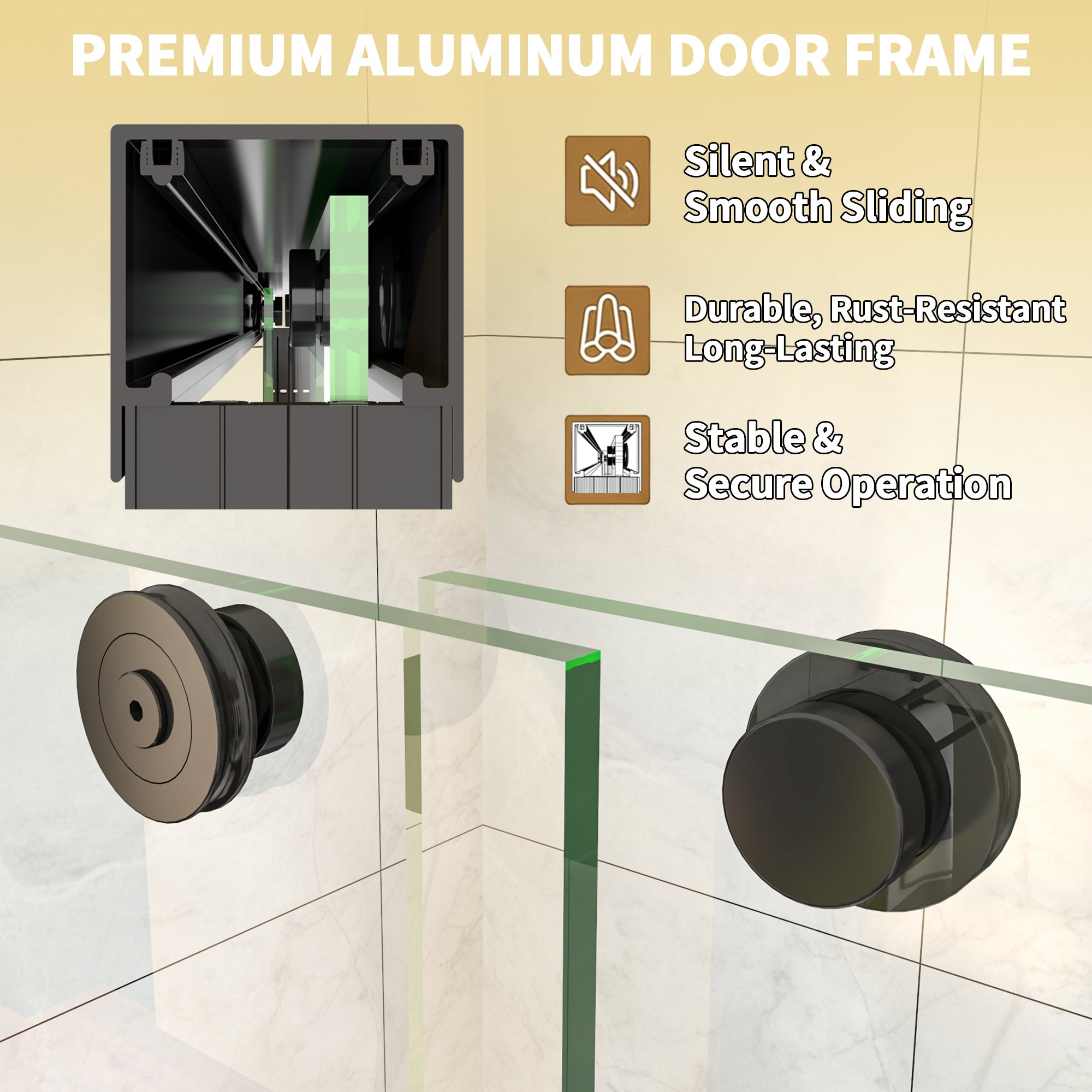58-60"W x 58"H Bypass Black Shower Door for Bathtub