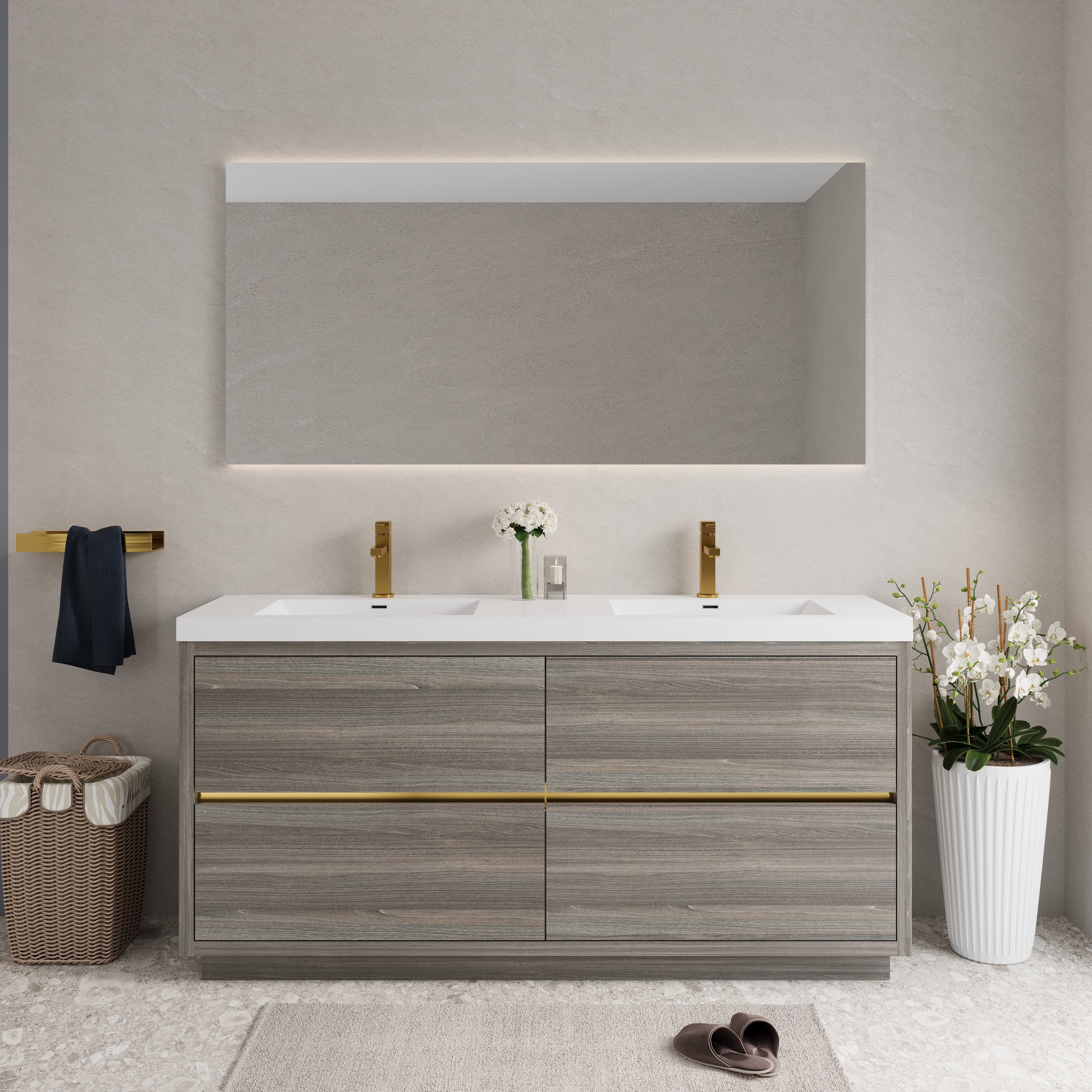 72 Inch Freestanding Vanity with Double Sinks