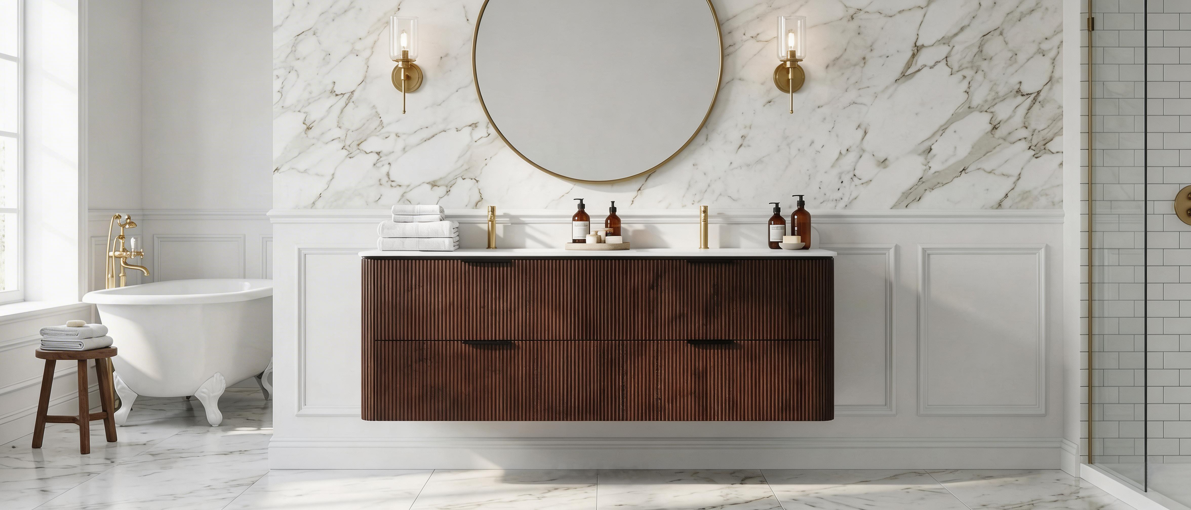 Mid-Century Modern Floating Bathroom Vanity with Sink