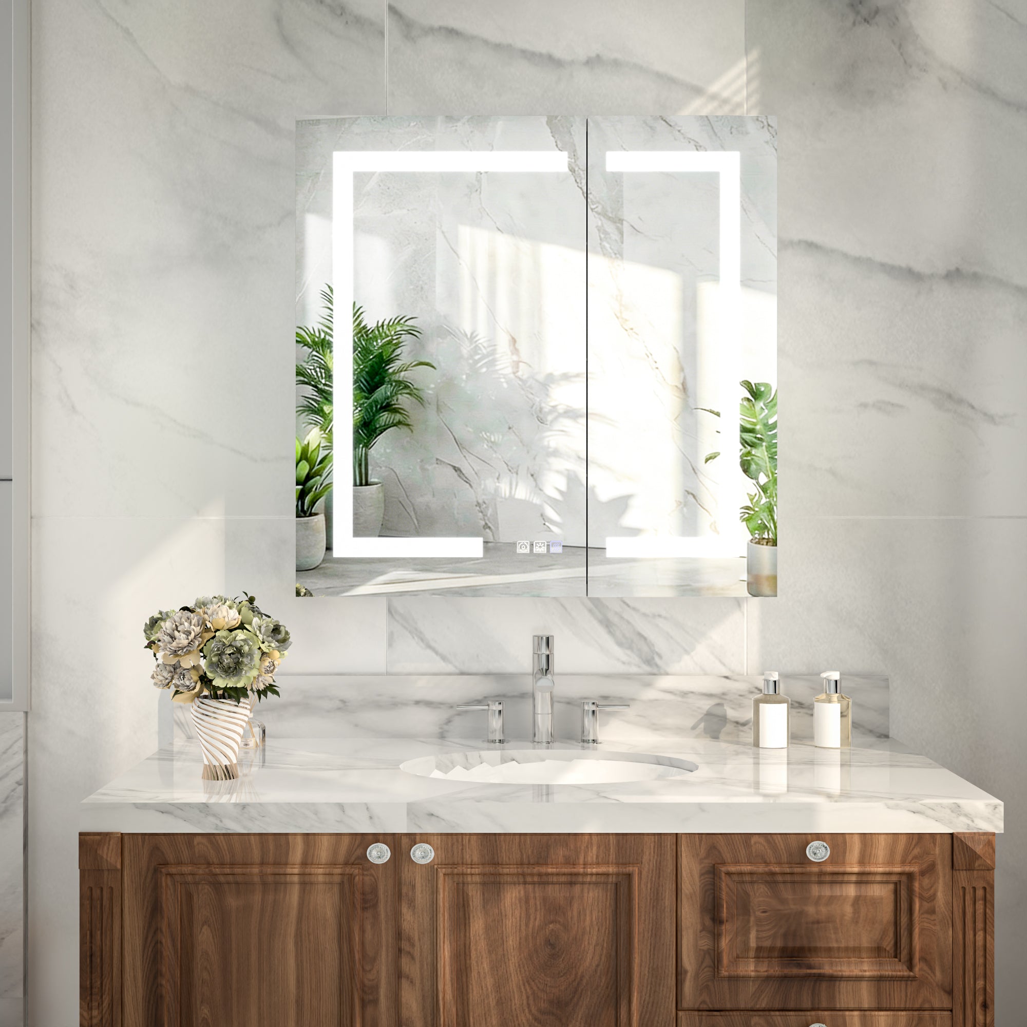 30x30 LED Medicine Mirror Cabinet with Mirror